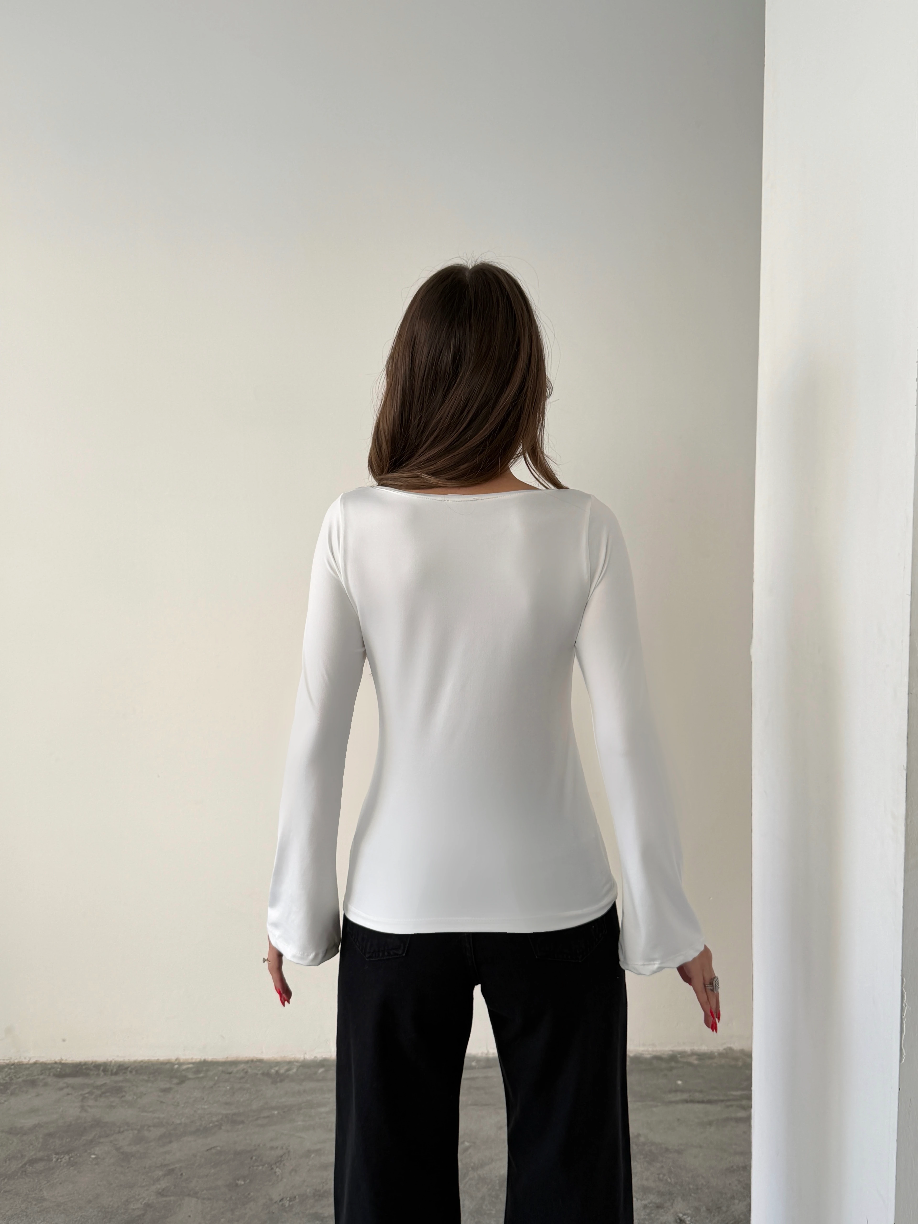 İspanyol Kol Bluz  - Beyaz