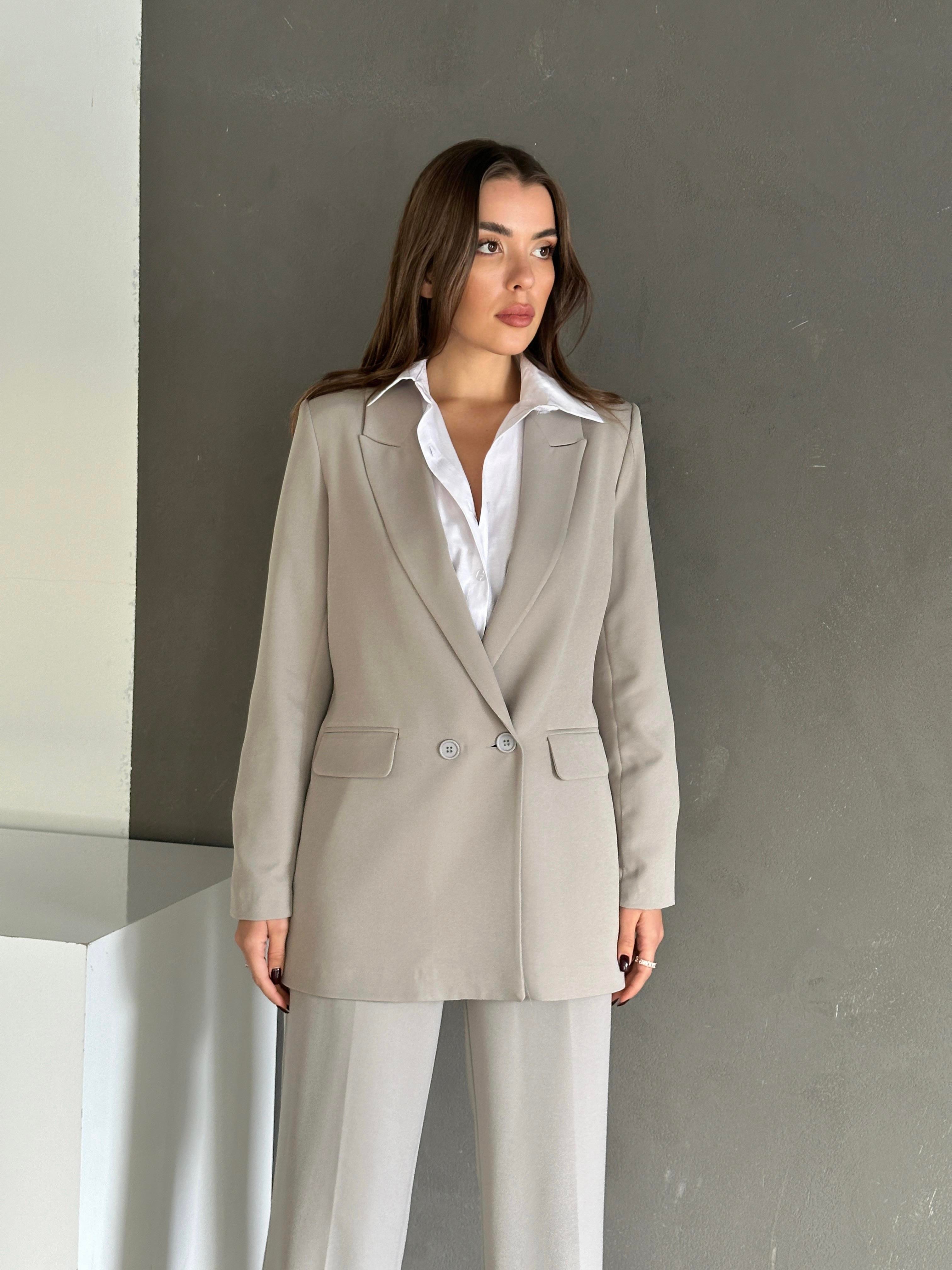 Classic Blazer Ceket Gri