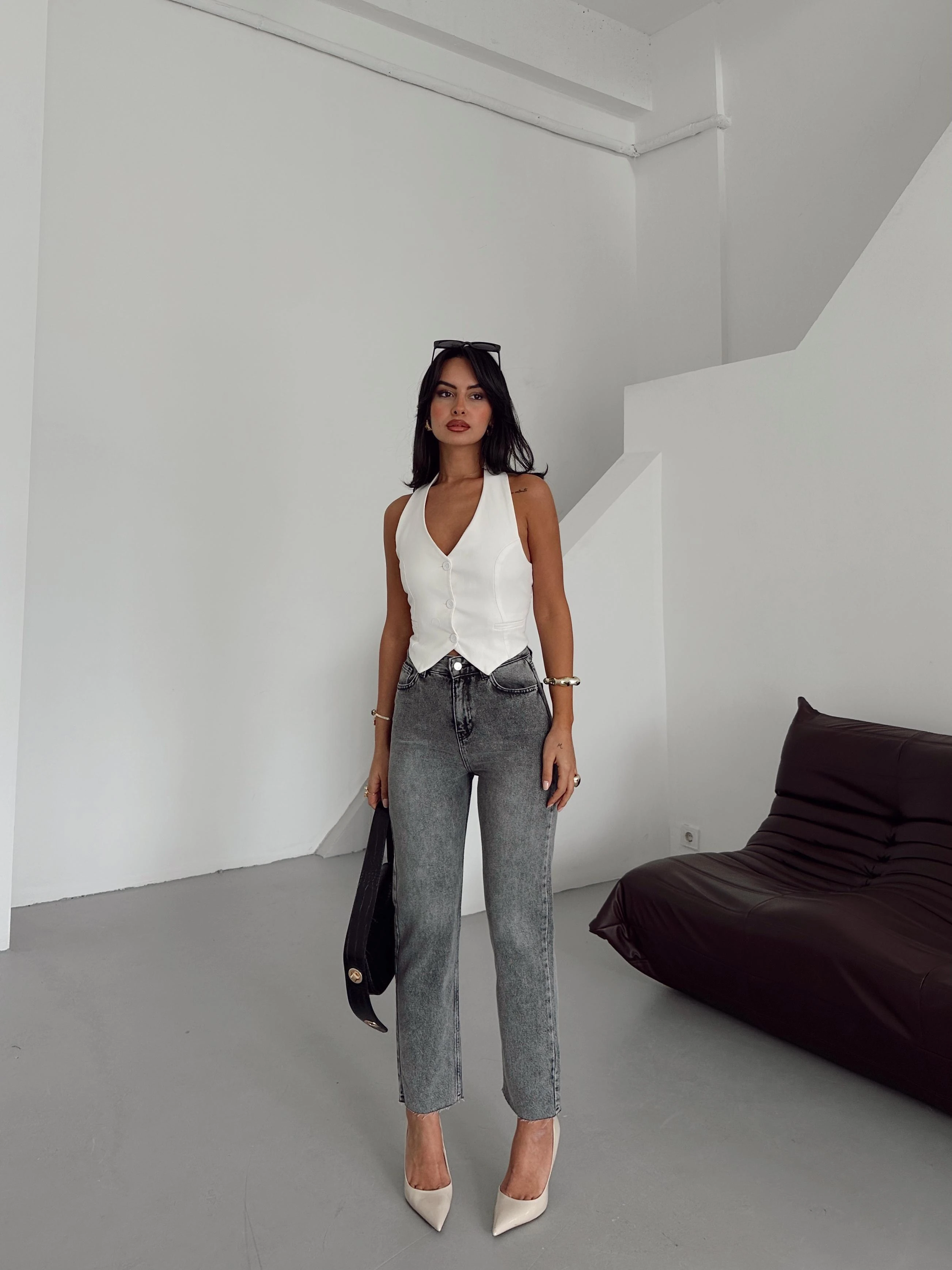 Massimo Mom Fit Jean - Füme