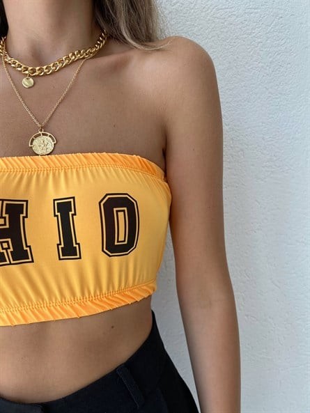 Ohio Straplez Crop Top Hardal