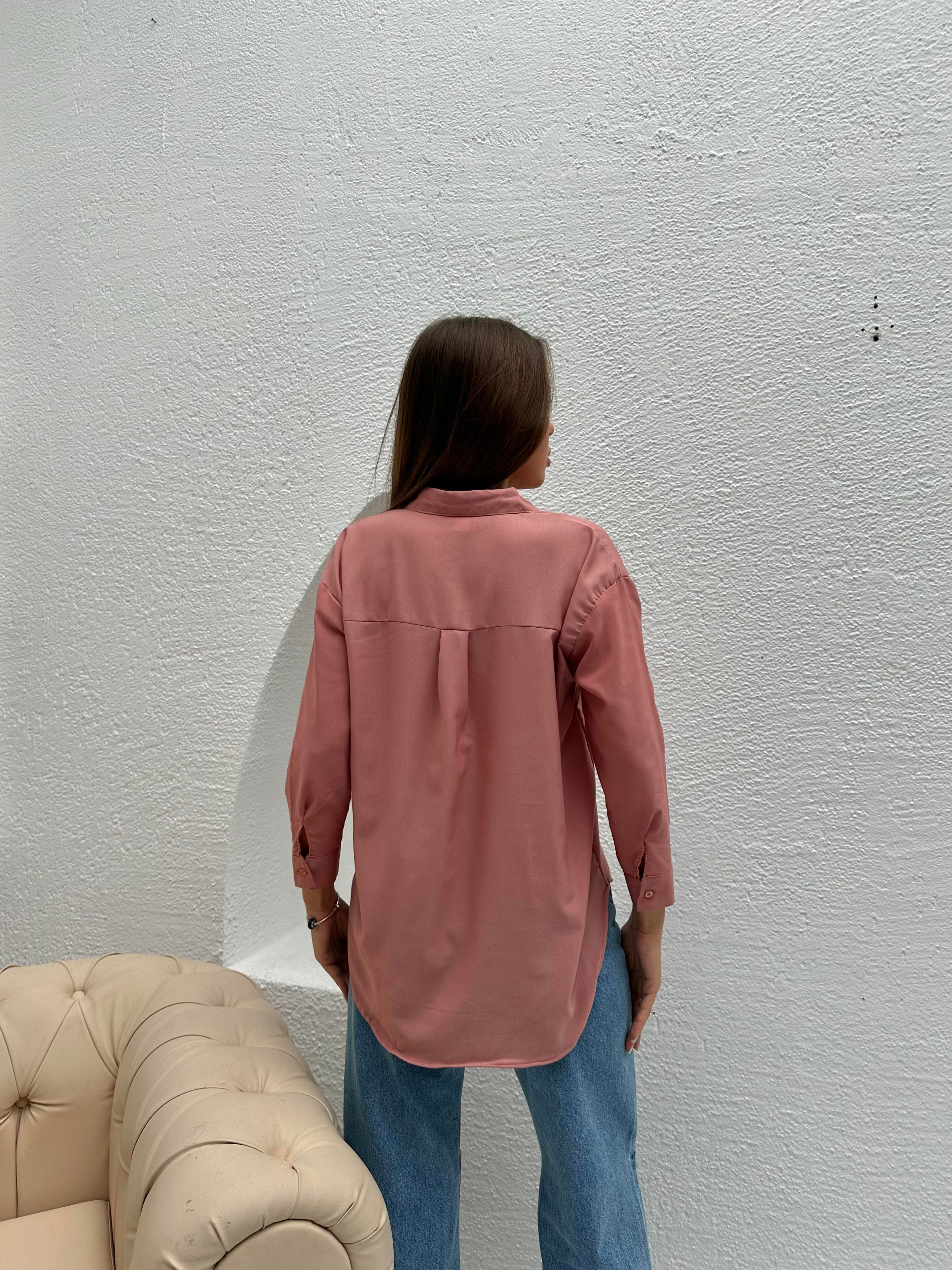 Oversize Basic Gömlek Gül Kurusu