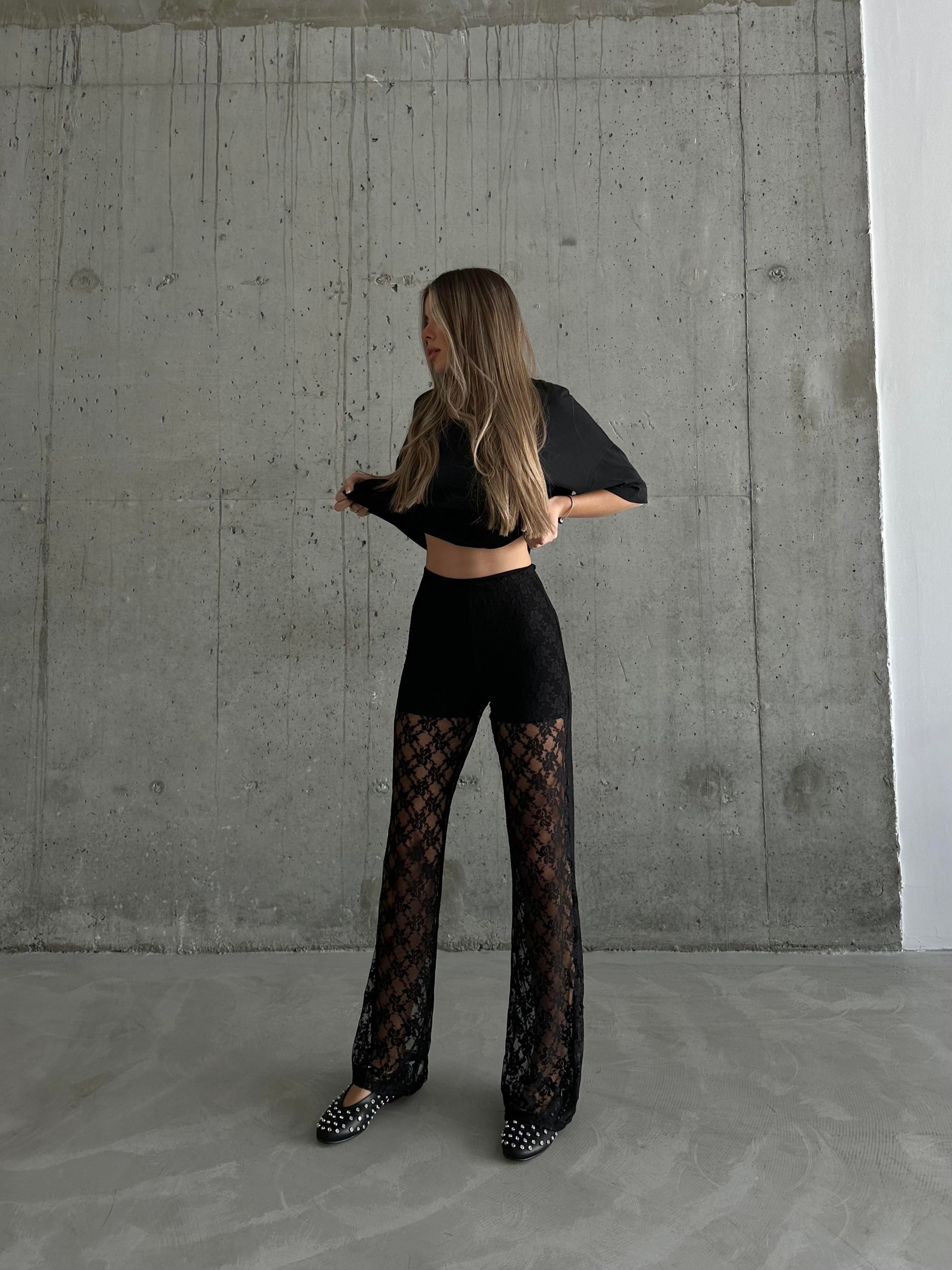 Lera Dantel Pantolon Siyah