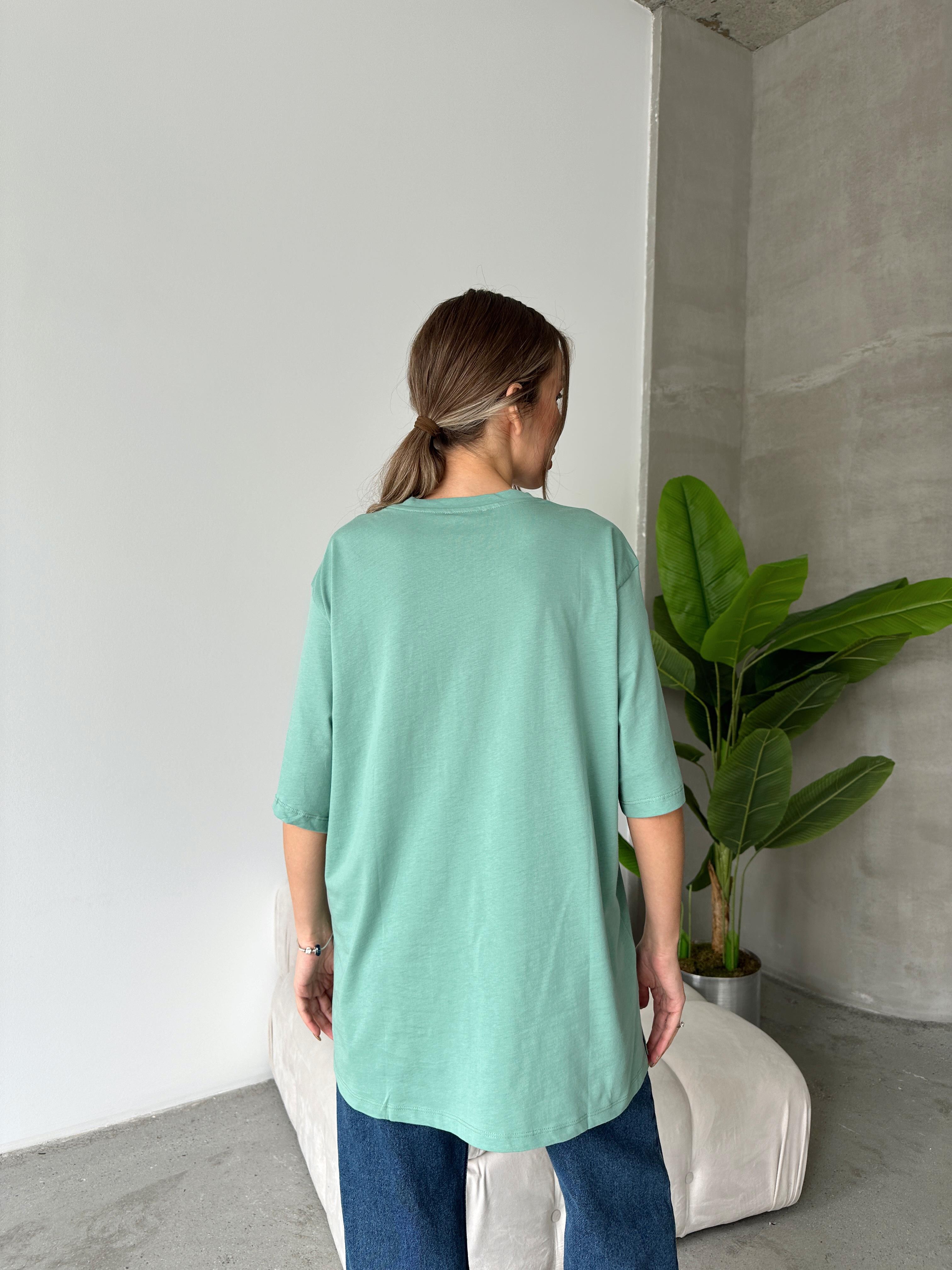 Yan Yırtmaç Oversize Monarch T-shirt Mint