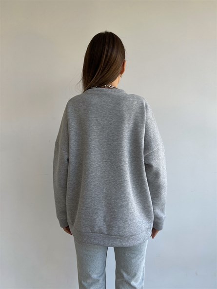 Amsterdam 3 İplik Şardonlu Sweatshirt Gri