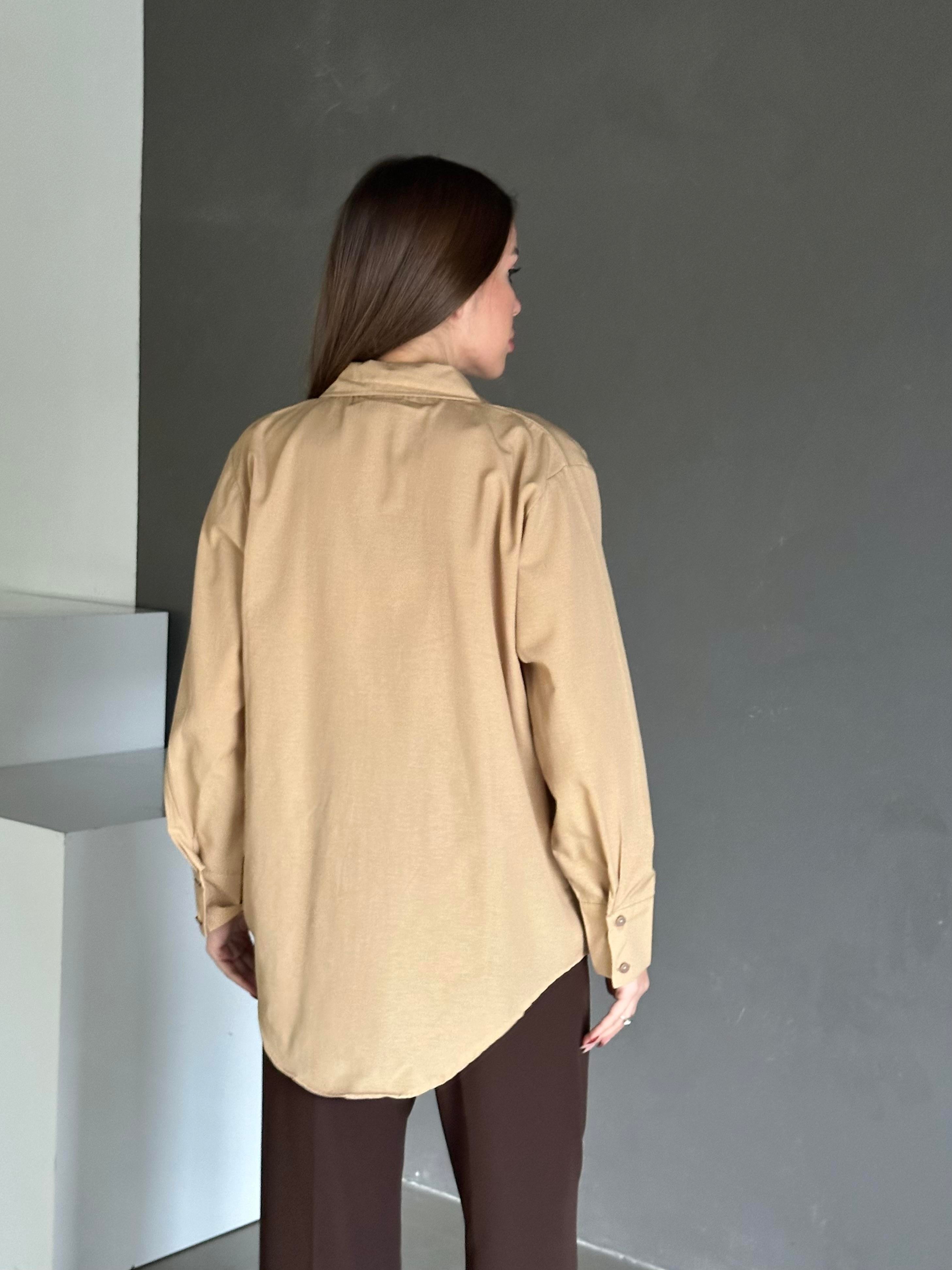 Taşlı Shimmer Gomlek Vizon