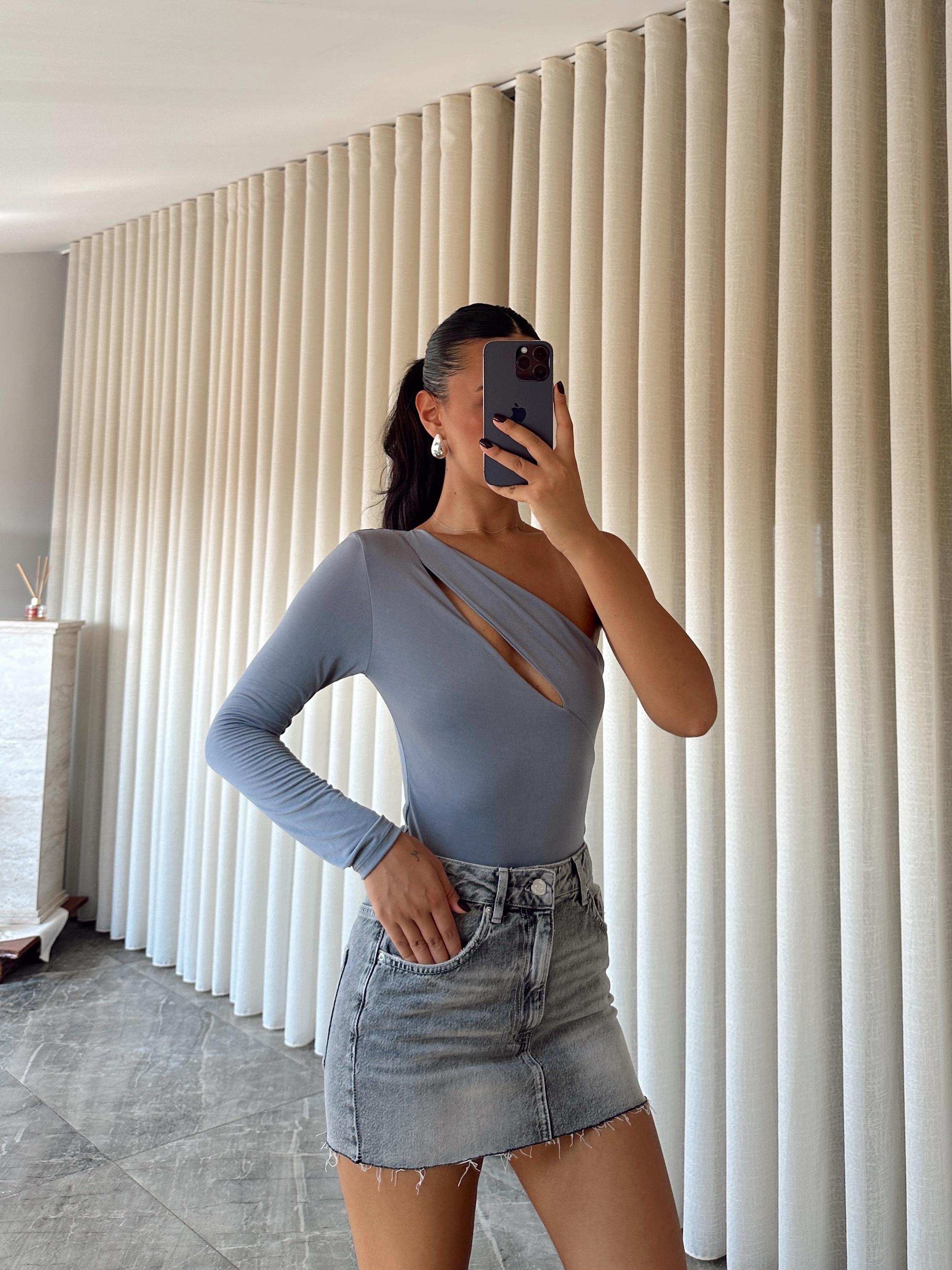 Sabrina Tek Kol Bodysuit Antrasit