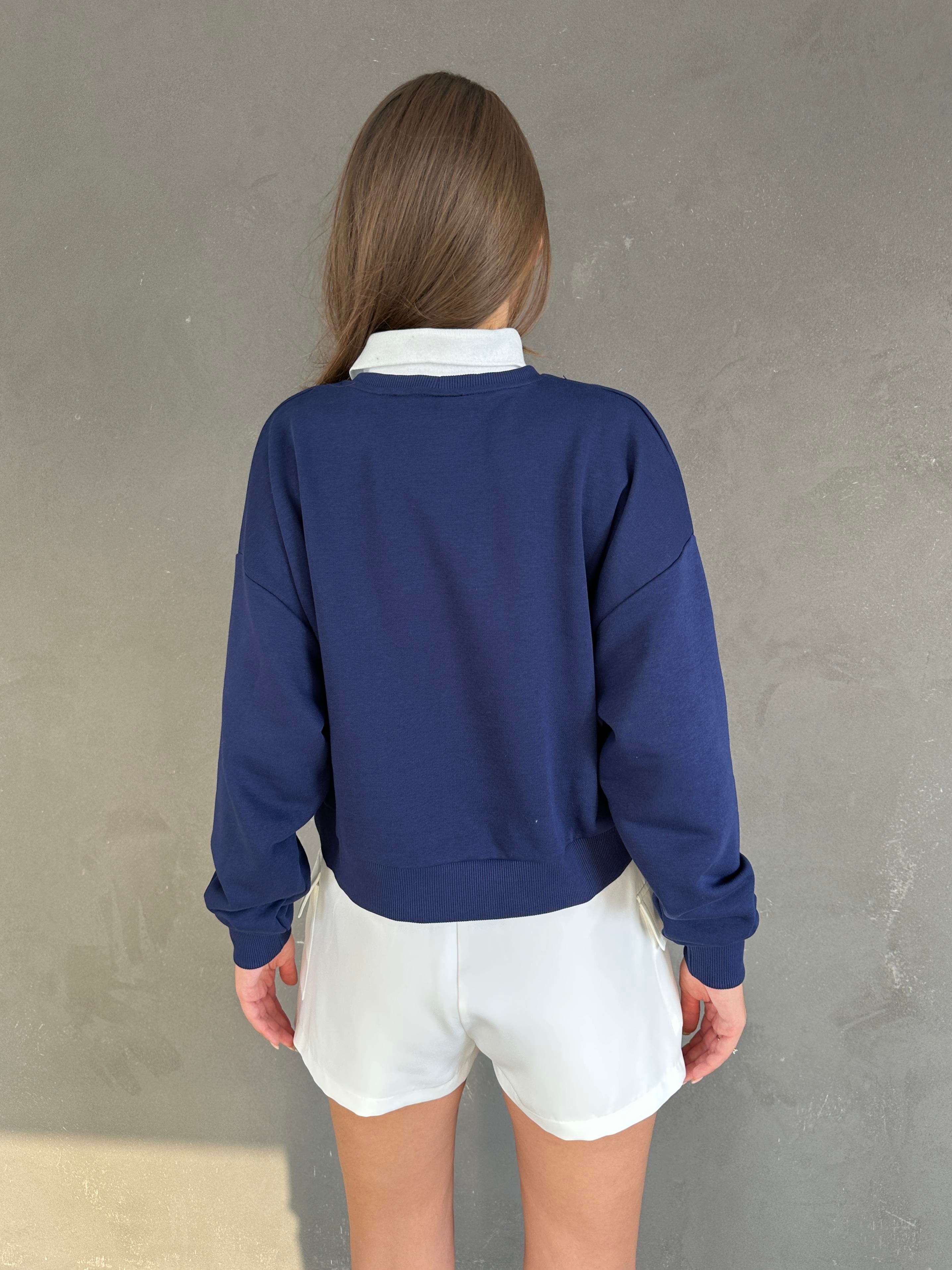 Bebe Yaka Sweatshirt Lacivert