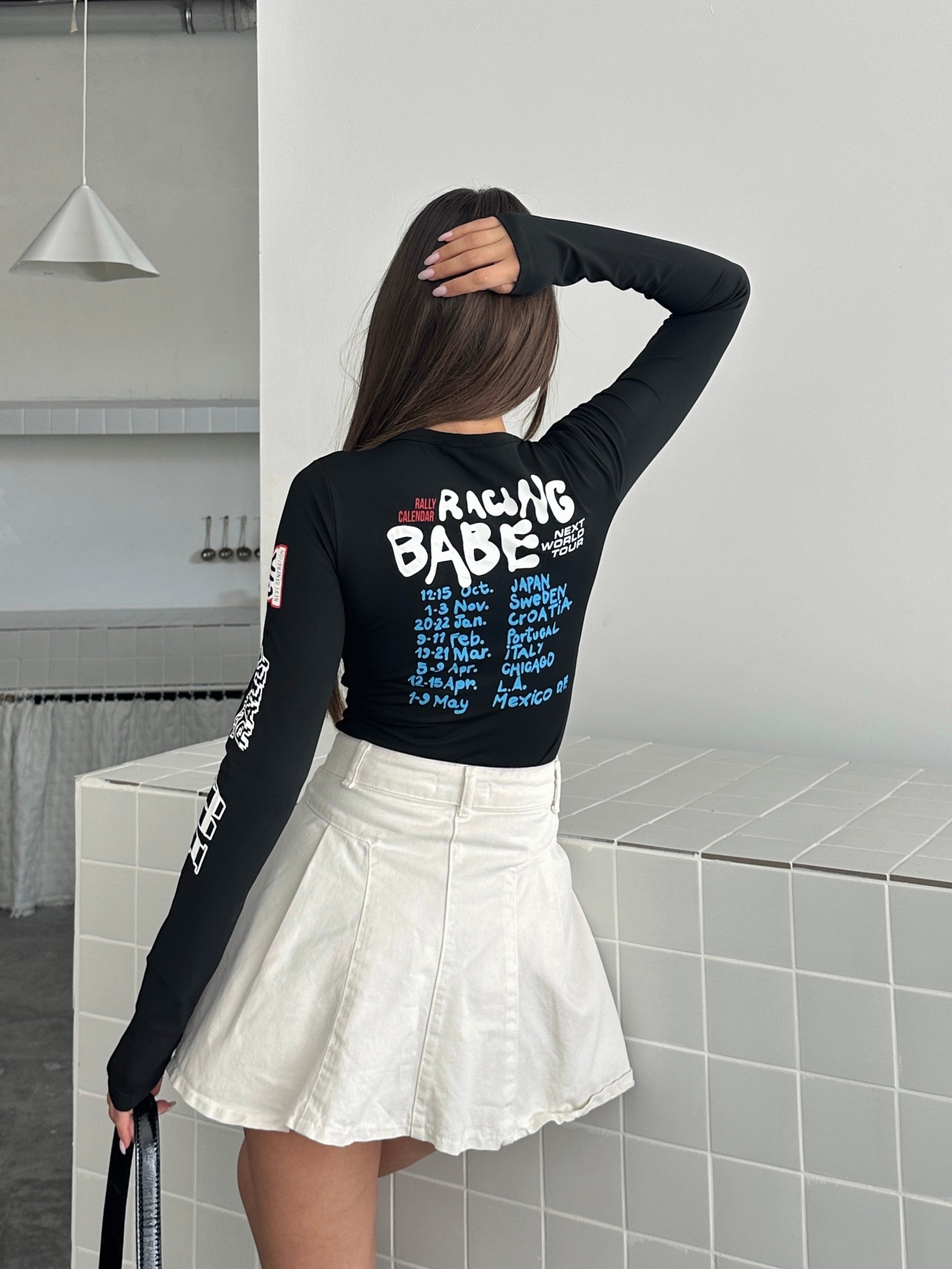 Baskılı Uzun Kollu T-shirt - Siyah