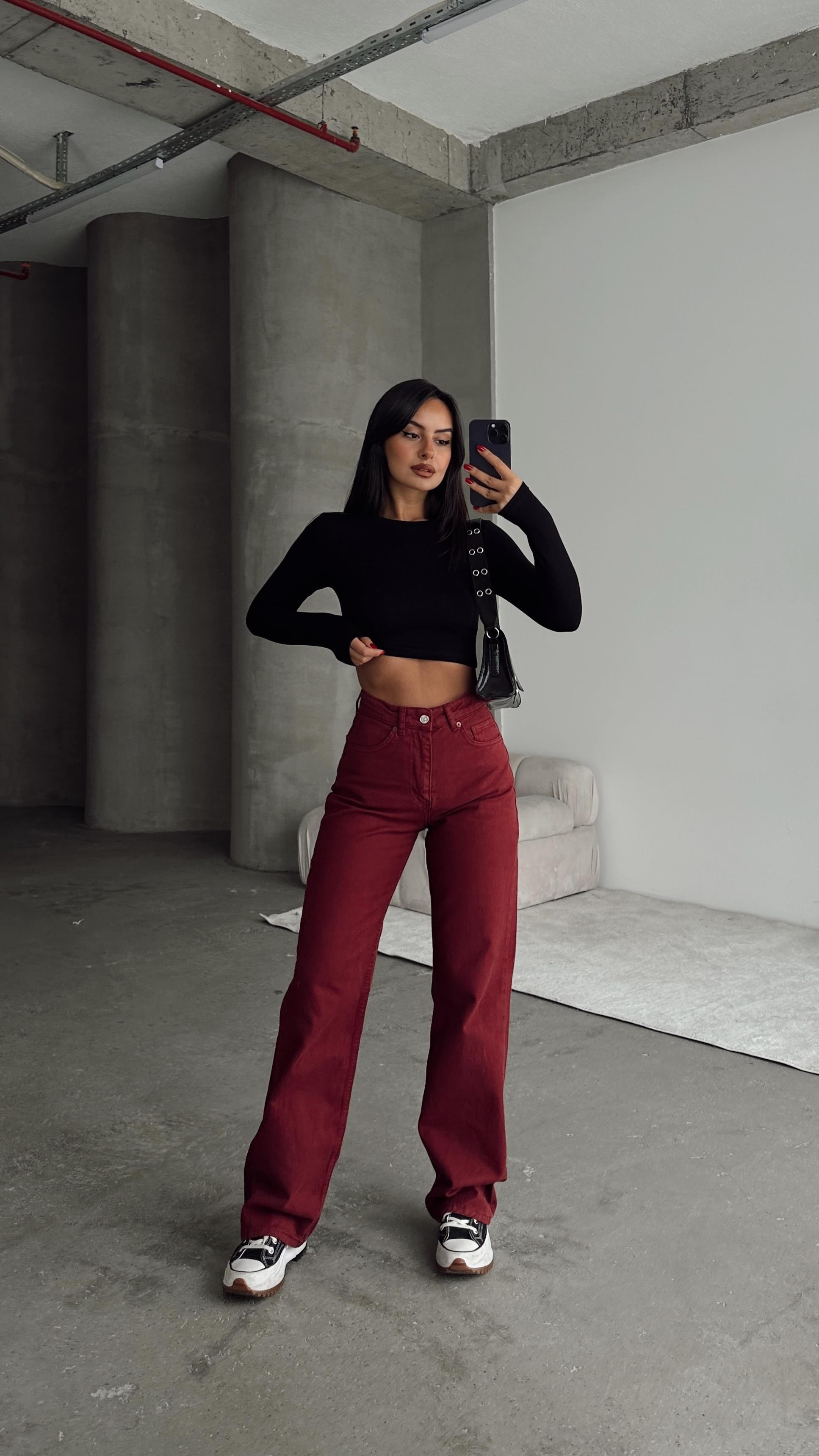 Oyş Crop Bluz Siyah