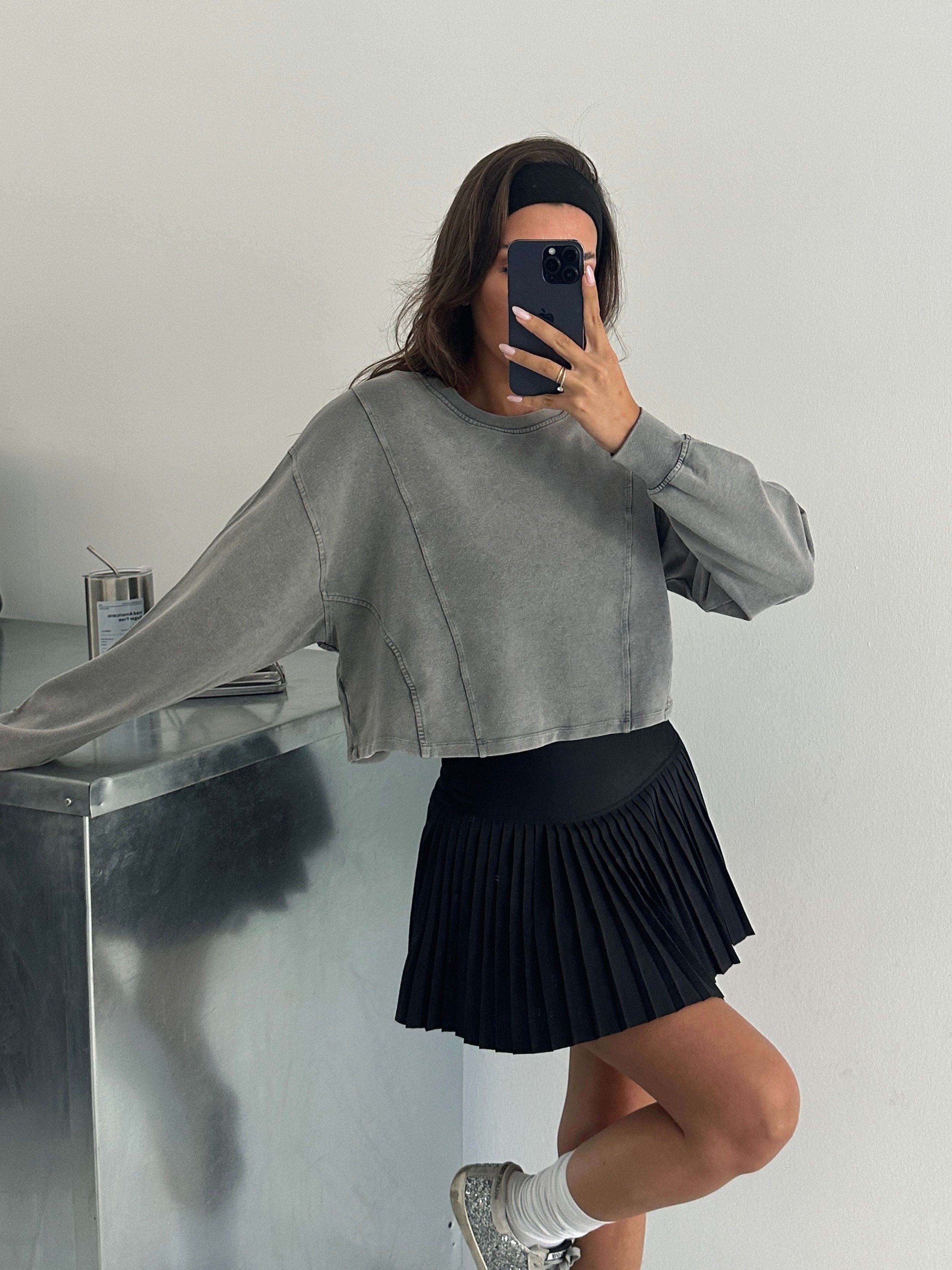 Modal Yıkamalı Crop Sweat