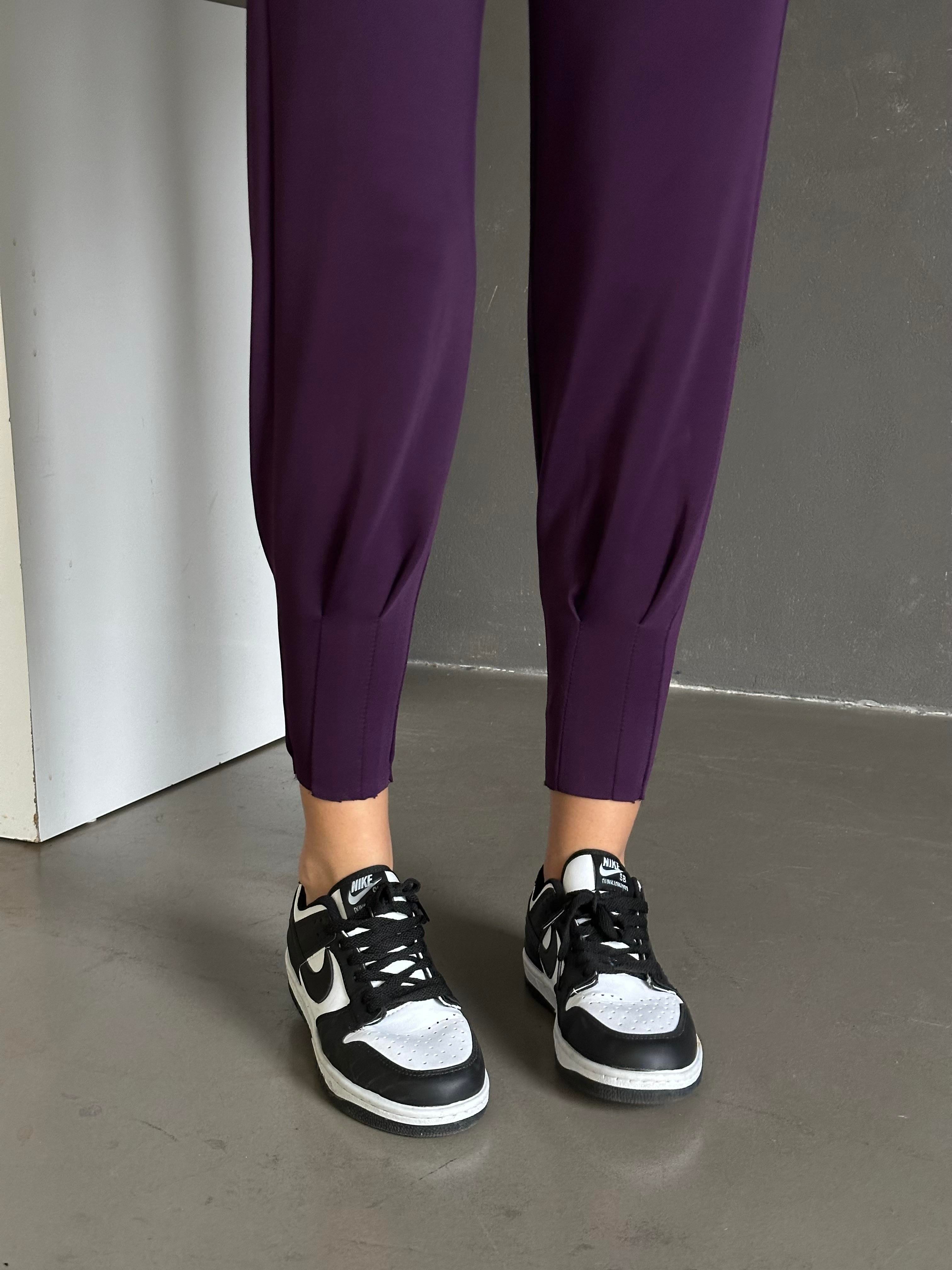 Bel Lastik Pliseli Scuba Jogger Eşofman Mürdüm