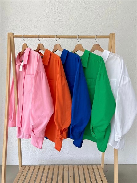 Balon Kol Oversize Poplin Gömlek Beyaz
