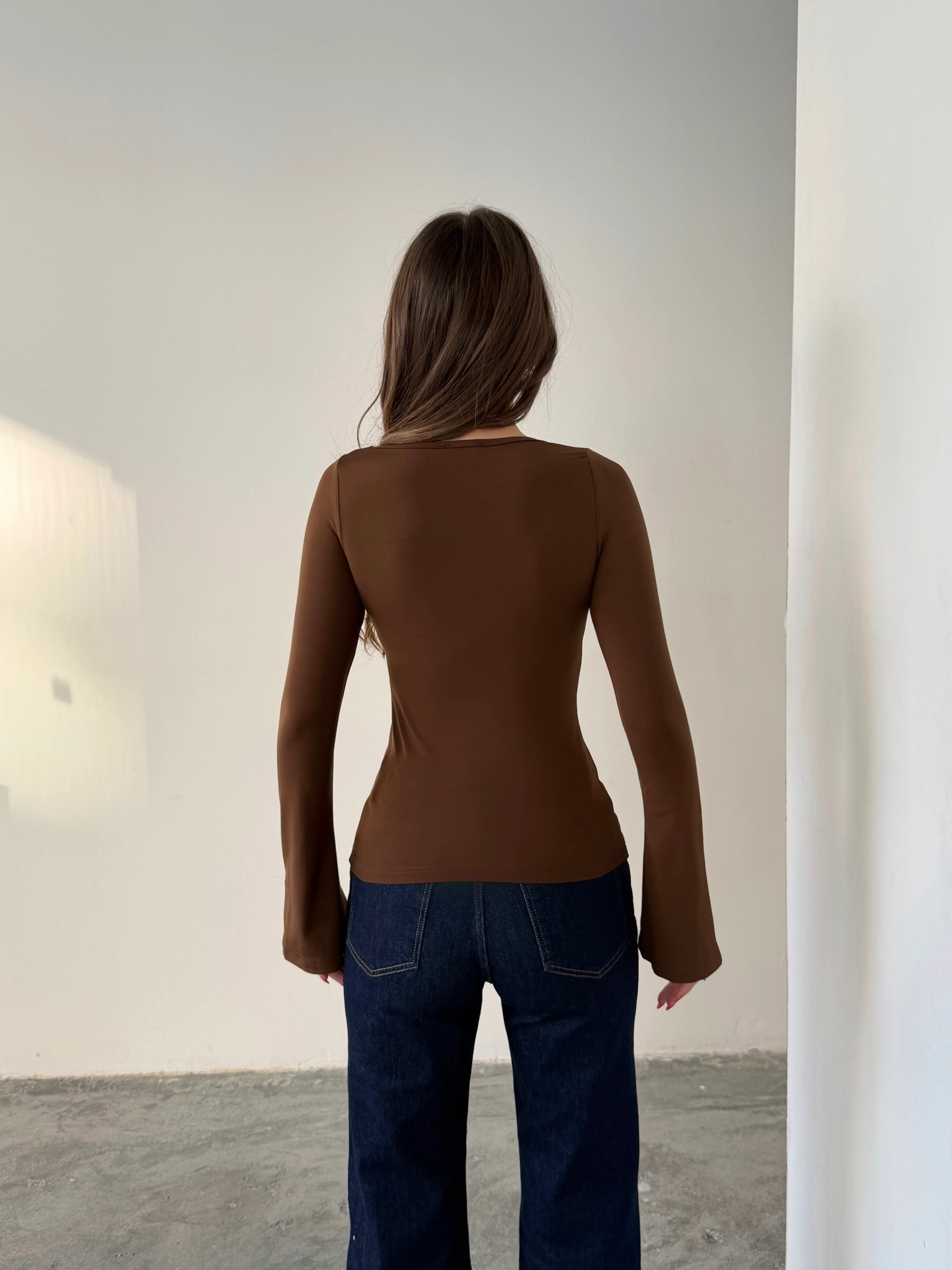 İspanyol Kol Bluz  - Kahve