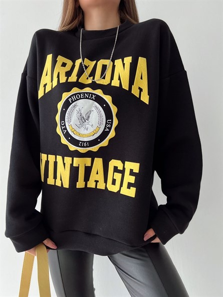 Arizona Vintage 3 İplik Oversize Sweat Siyah