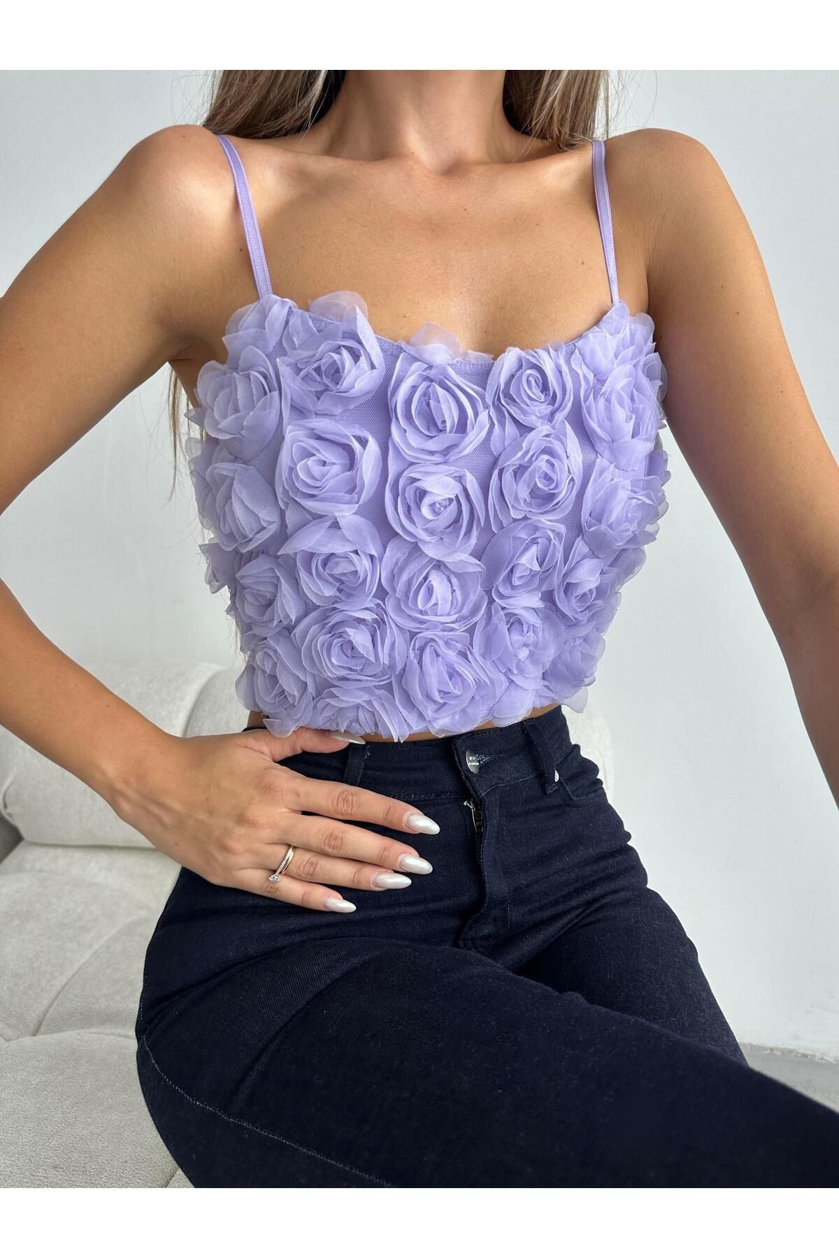 Rose Crop Bluz Lila