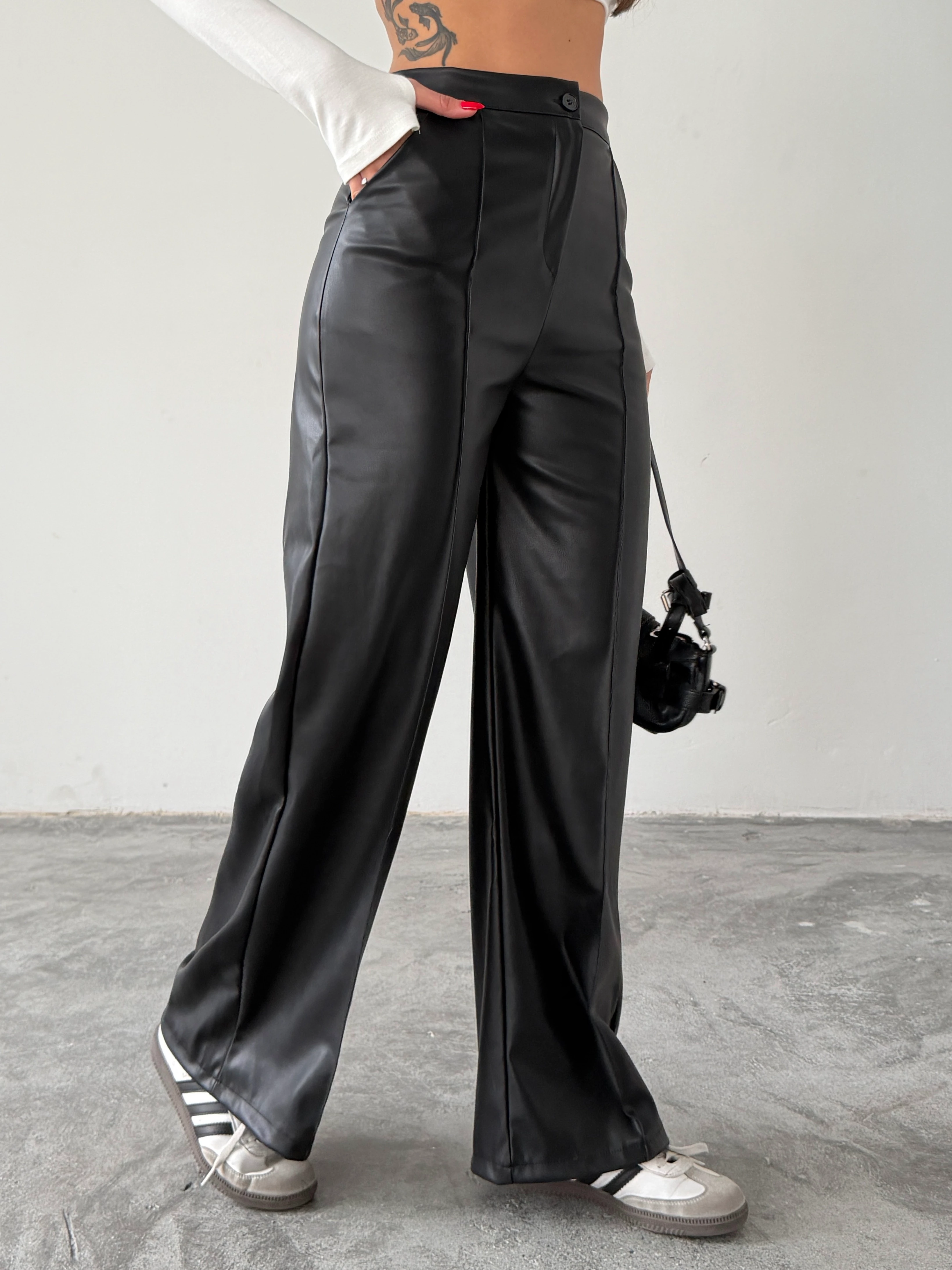 Çımalı Deri Palazzo Pantolon 