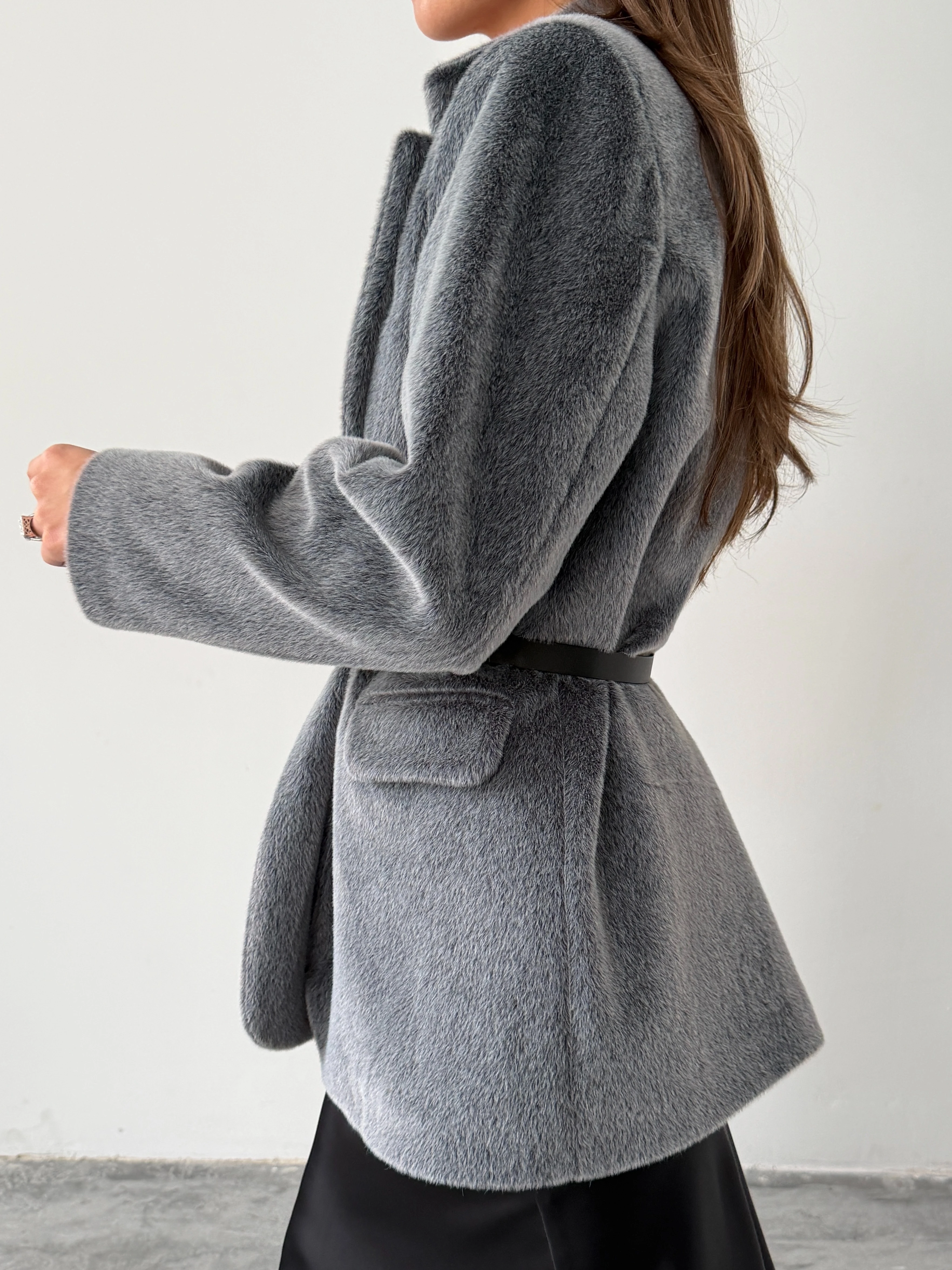 Vatkalı Fox Blazer Ceket - Füme