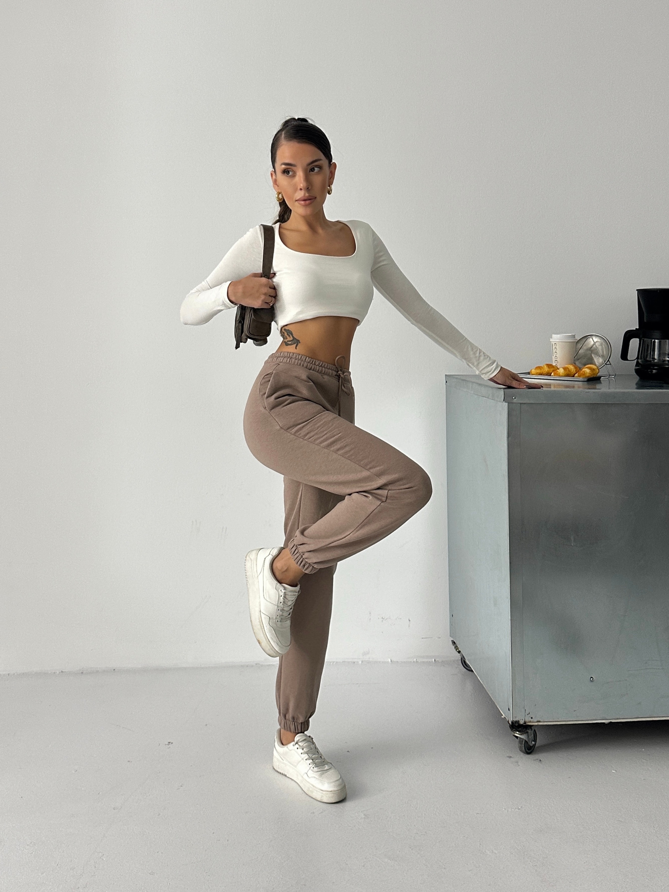 Bel Lastik Jogger Eşofman Vizon
