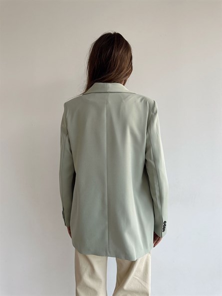 Tek Düğme Astarlı Blazer Ceket Mint