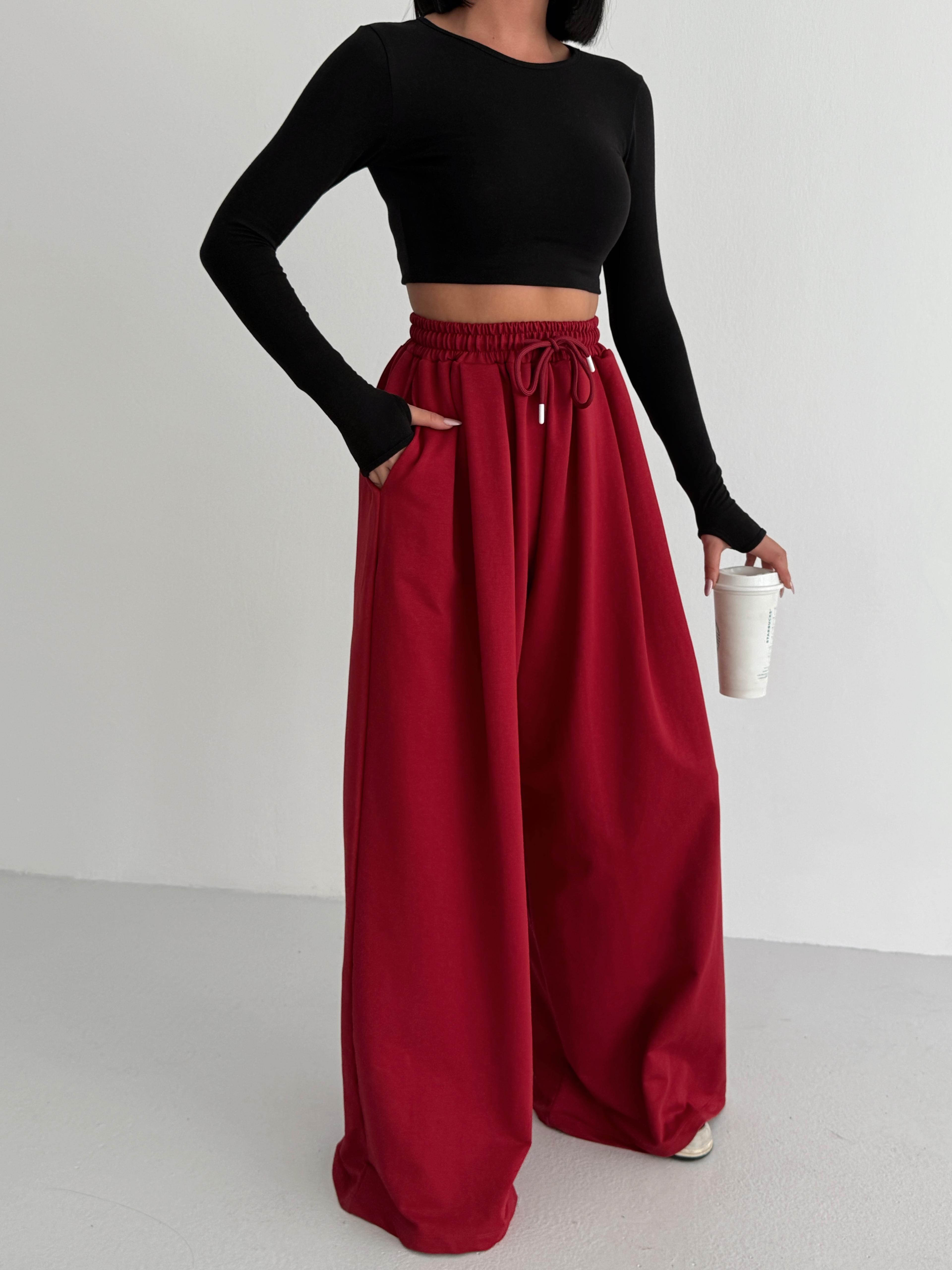 Baggy Salaş Eşofman - Bordo