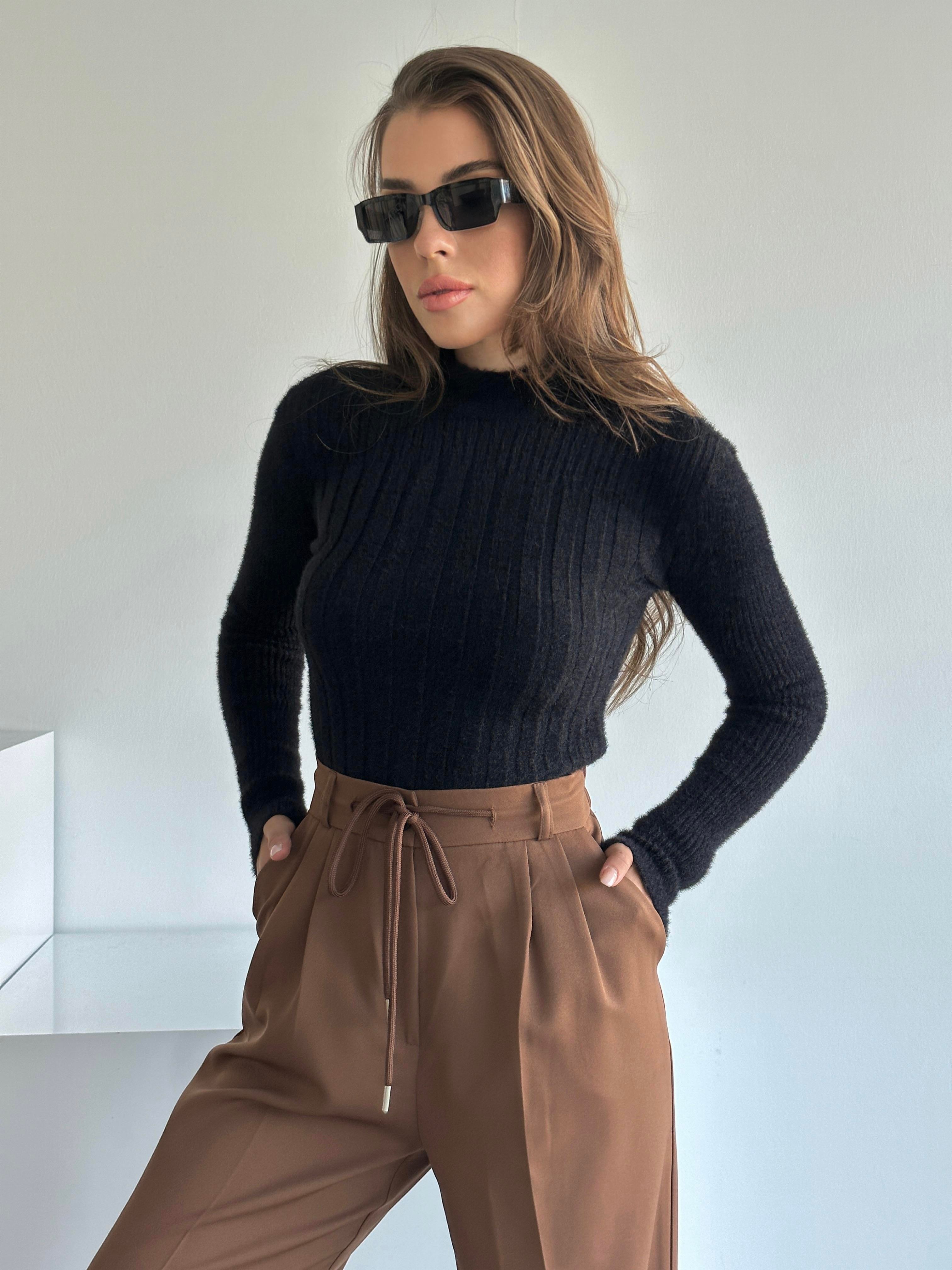 Long Sleeve Yumoş Kazak Siyah