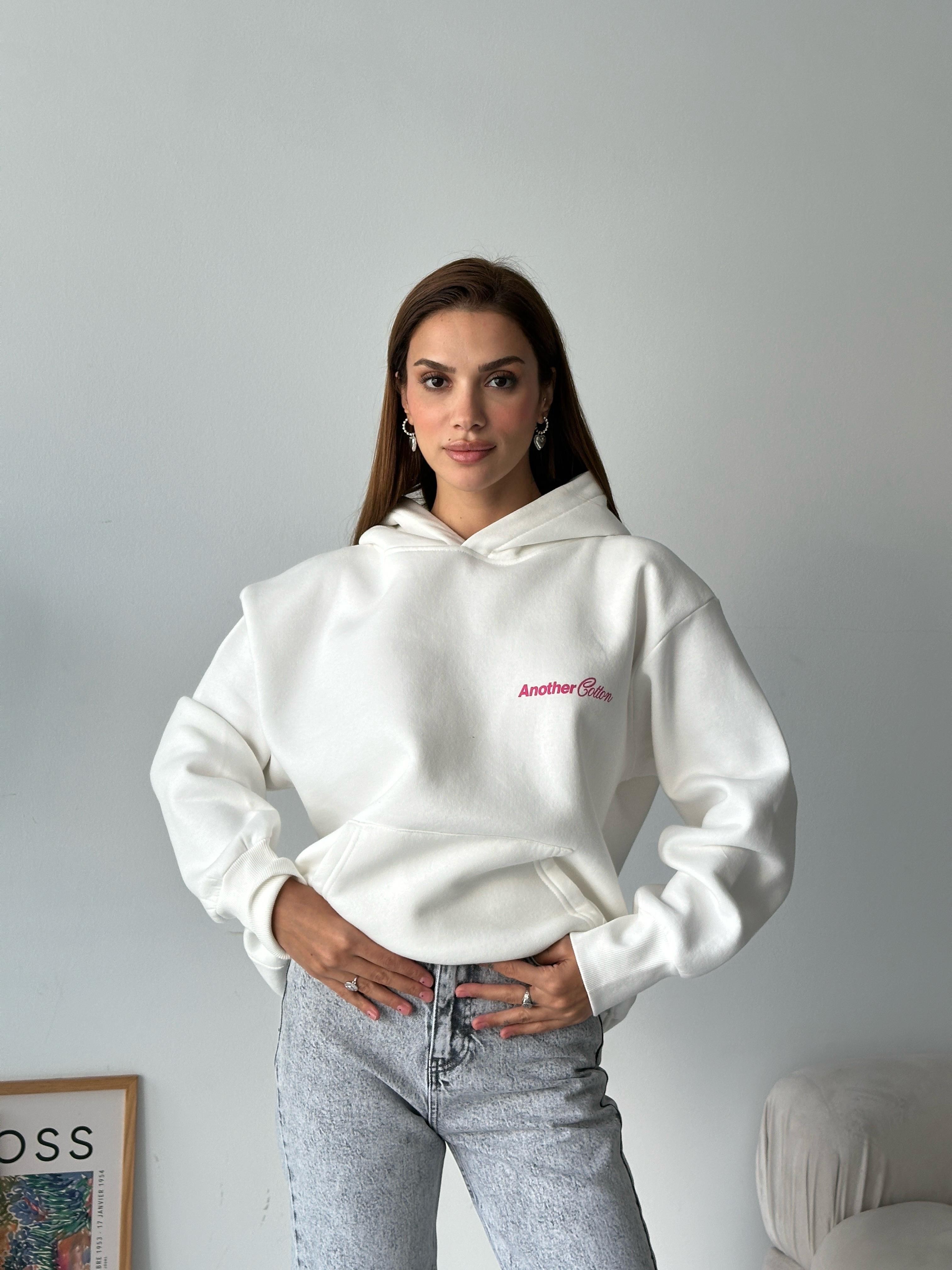 Another Kapüşonlu Sweatshirt Beyaz