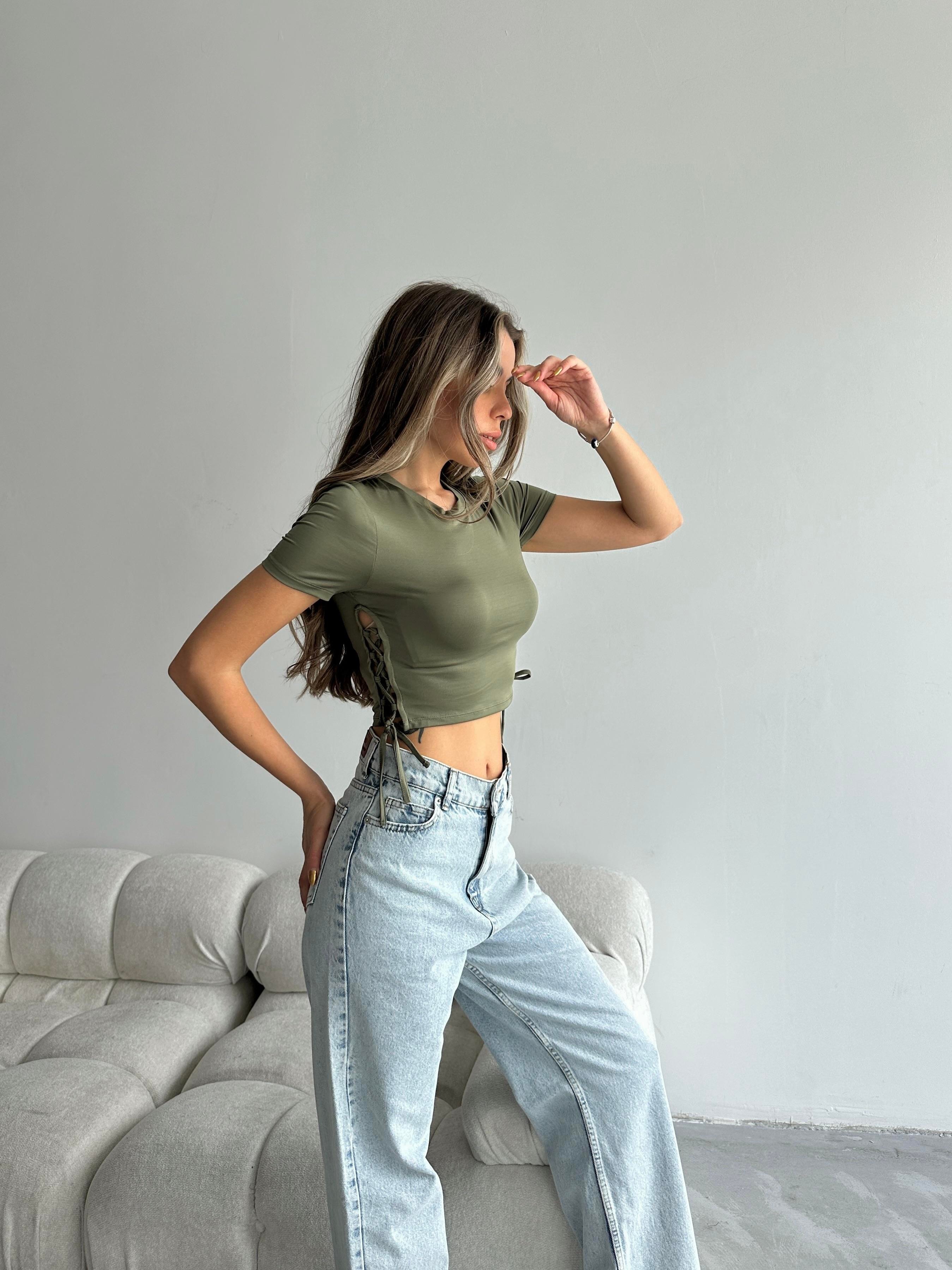 Daniel Yan İpli Crop Haki Yeşil