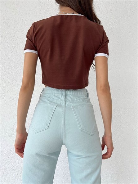 NY Basic Croptop Kahverengi