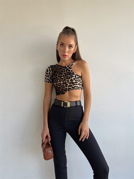 Asimetrik Kesim Leo Crop Leopar