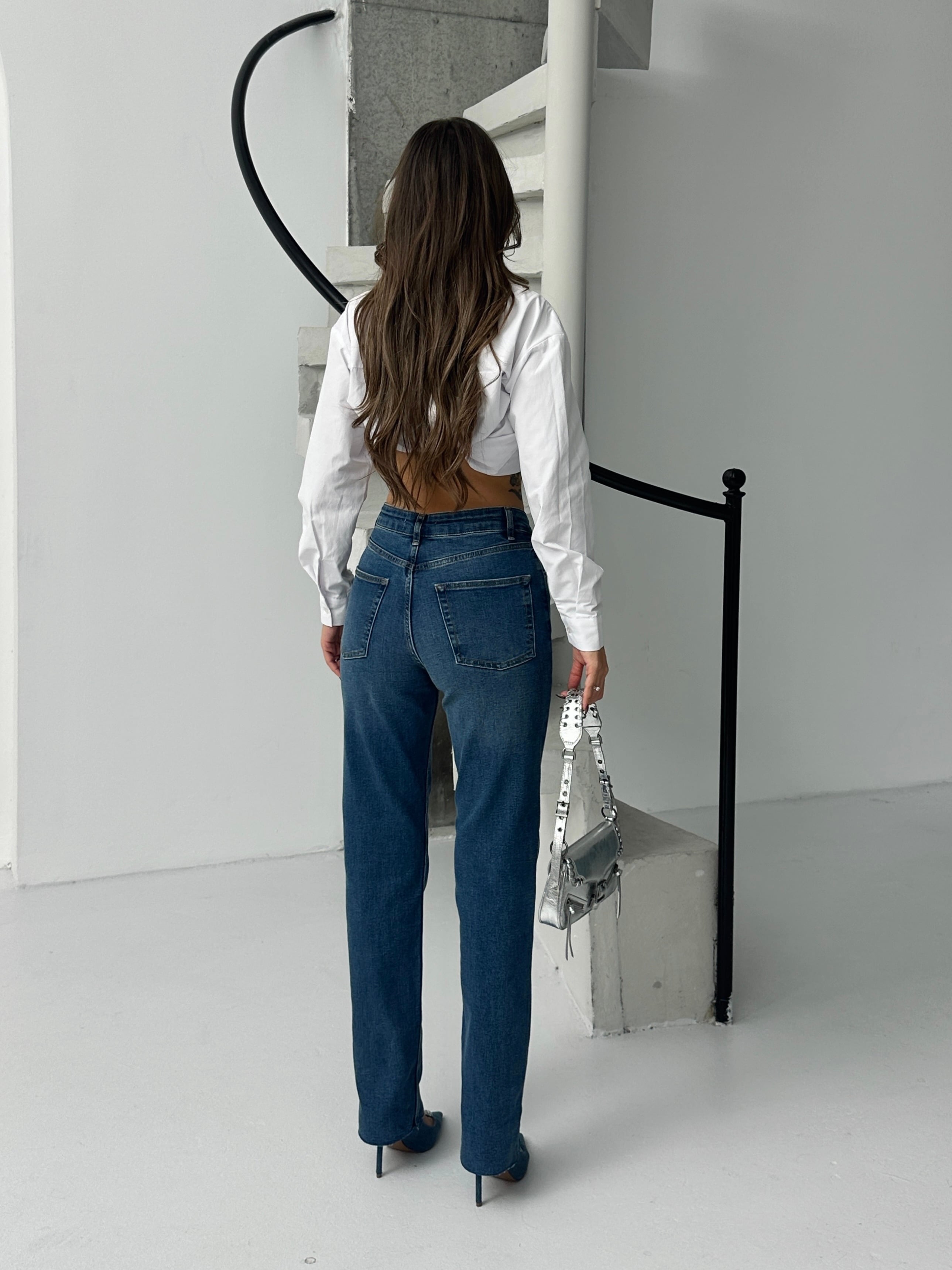 Paça Kesik Likralı Straight Jean