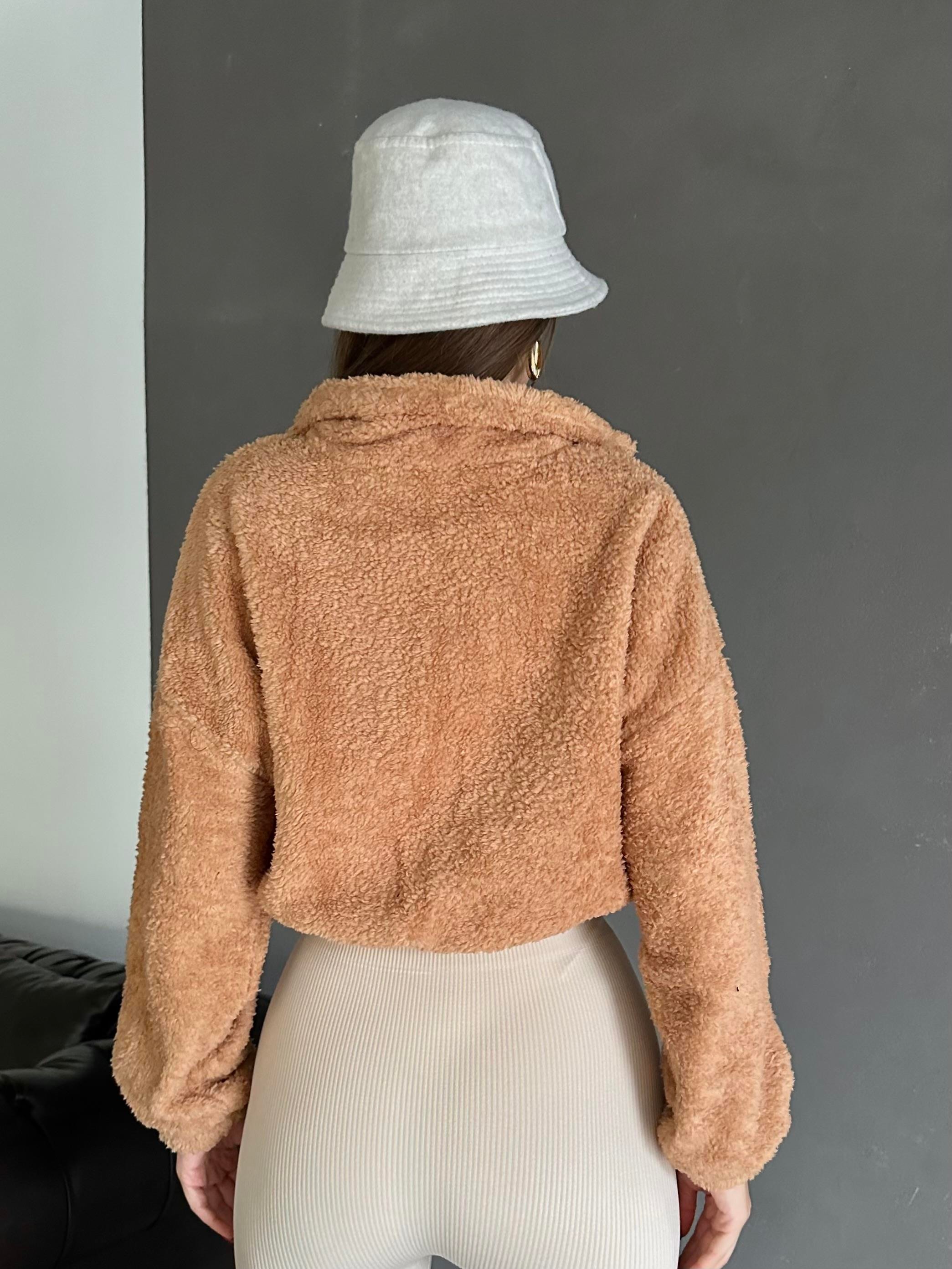 Bel Lastik Fermuarlı Peluş Vizon