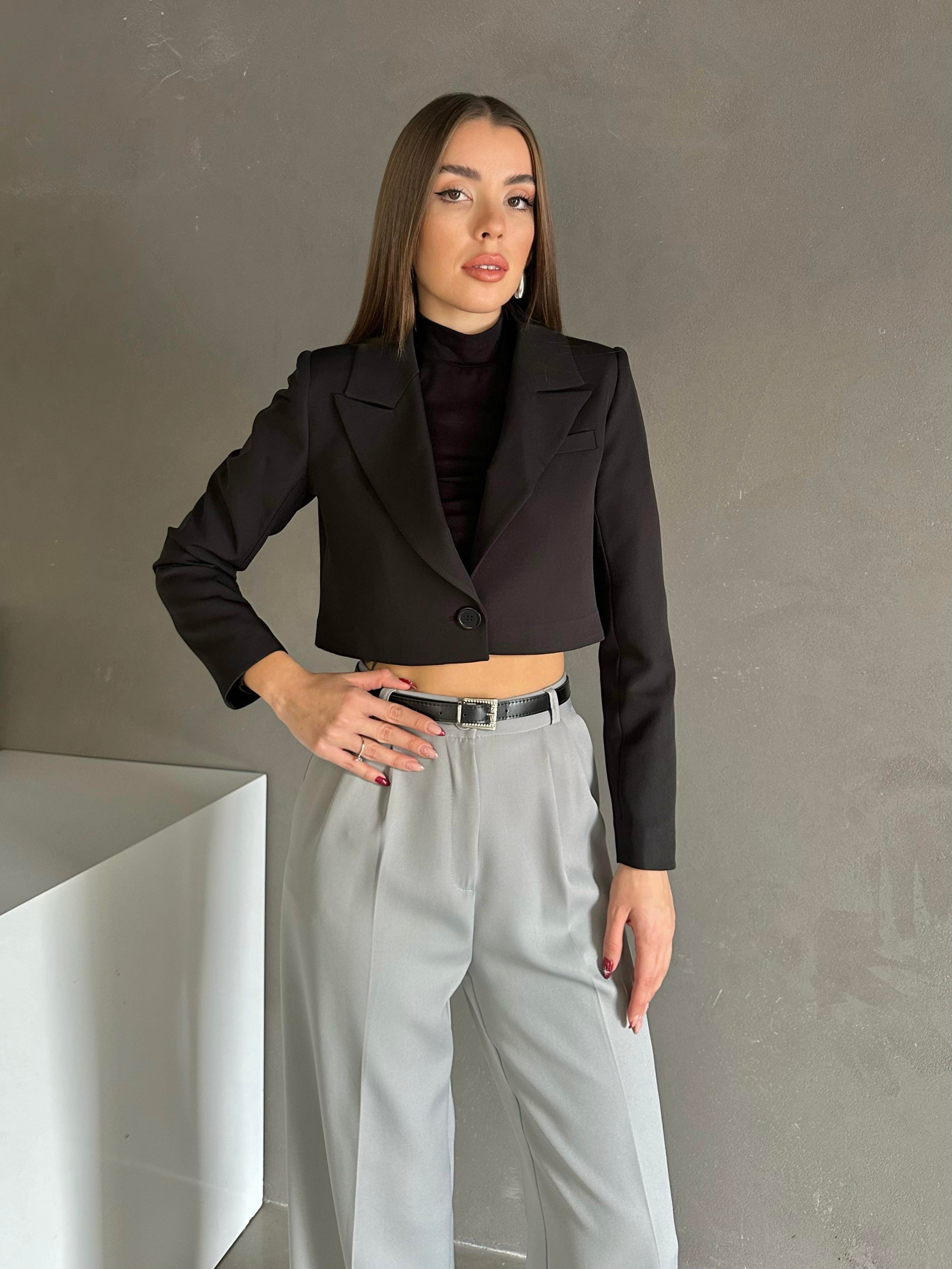 Double Crop Ceket Siyah