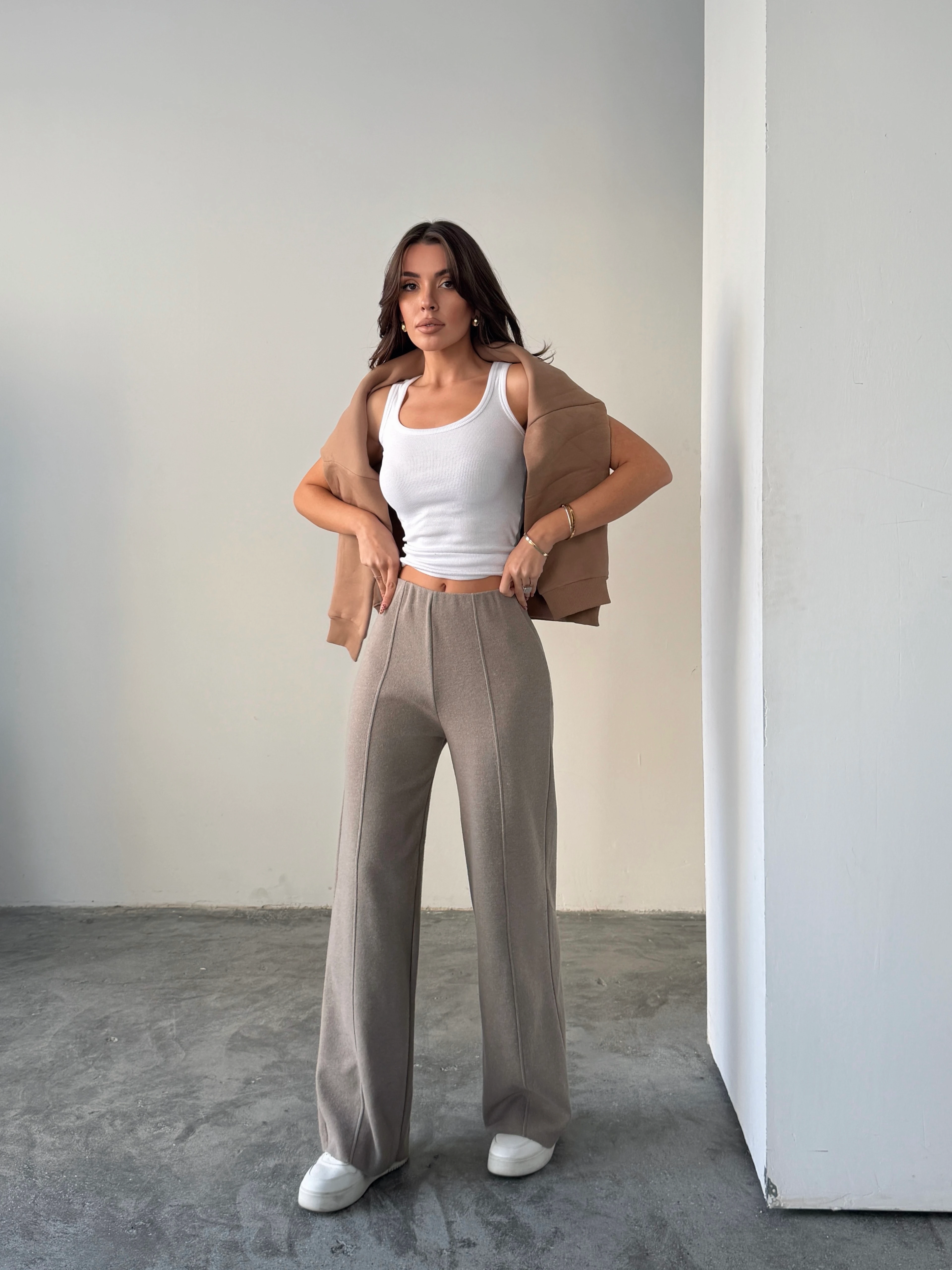 Çimalı Bel Lastik Selanik Pantolon - Bej