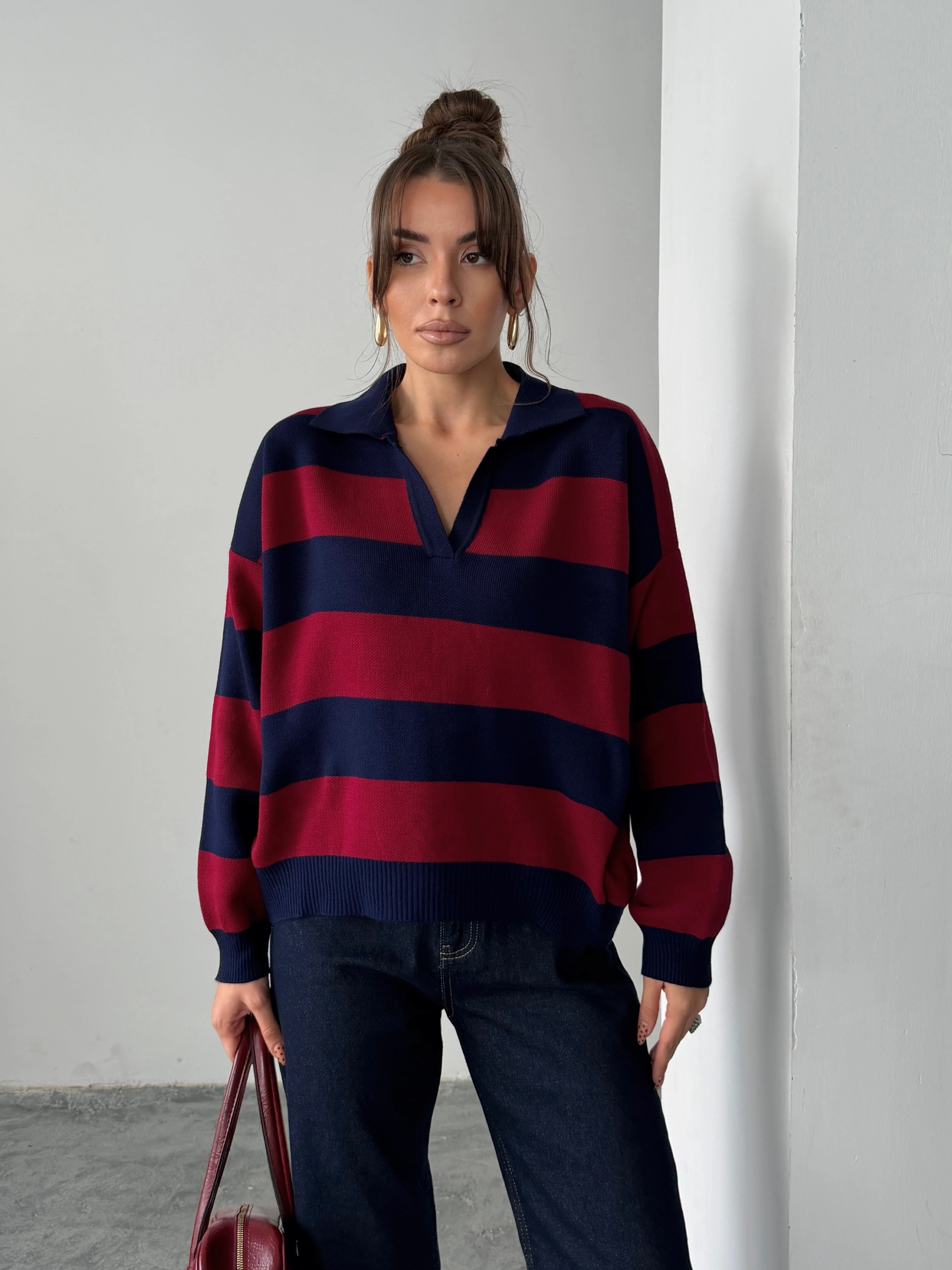 Polo Yaka Kazak  - Bordo-Laci