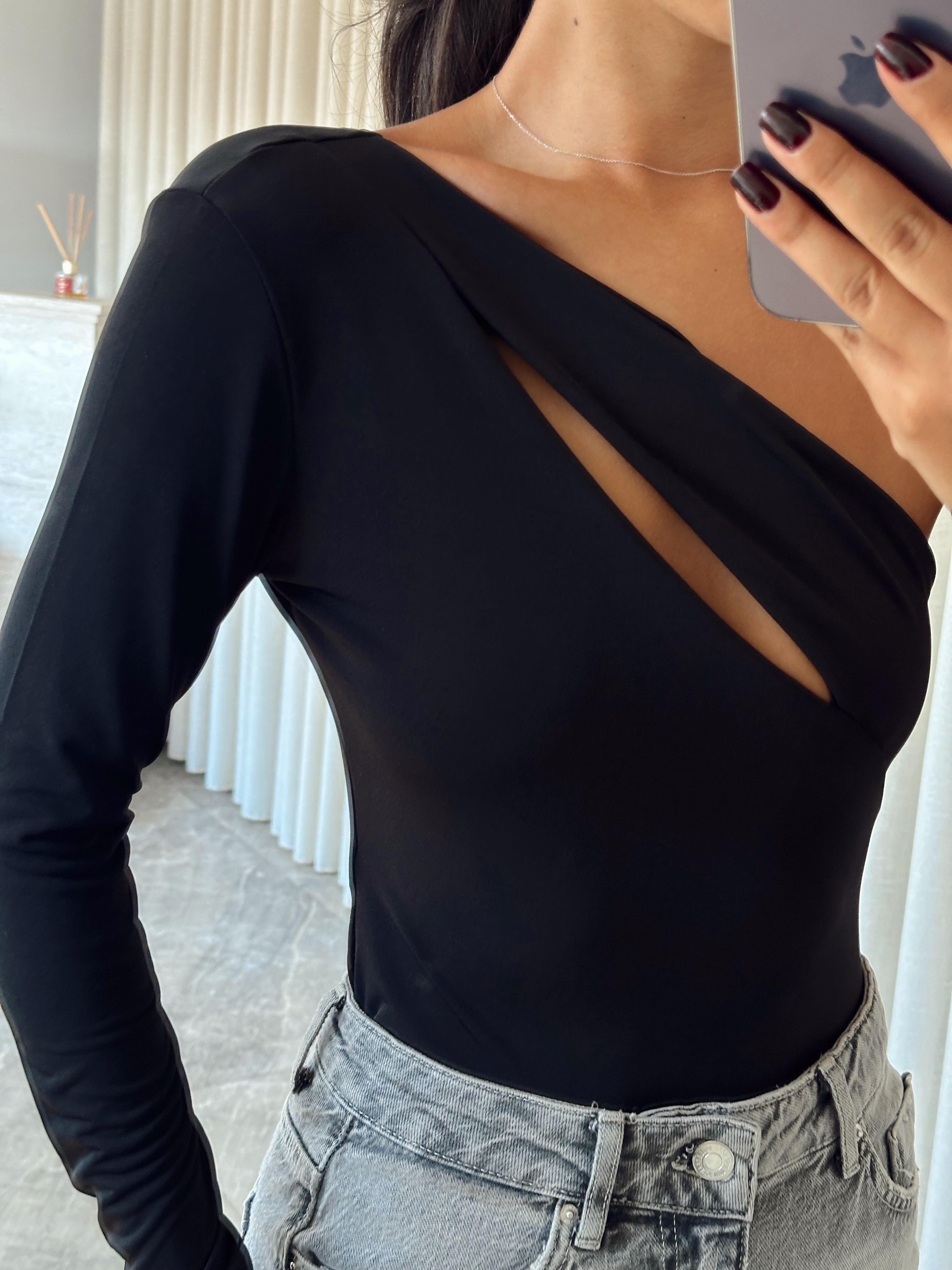 Sabrina Tek Kol Bodysuit Siyah