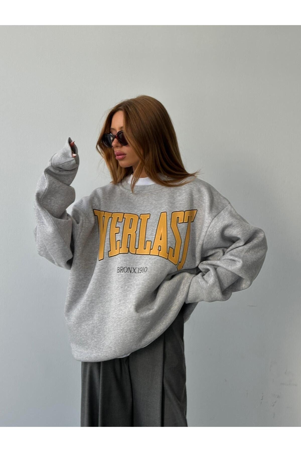 Everlast Baskı Sweat Gri Melanj