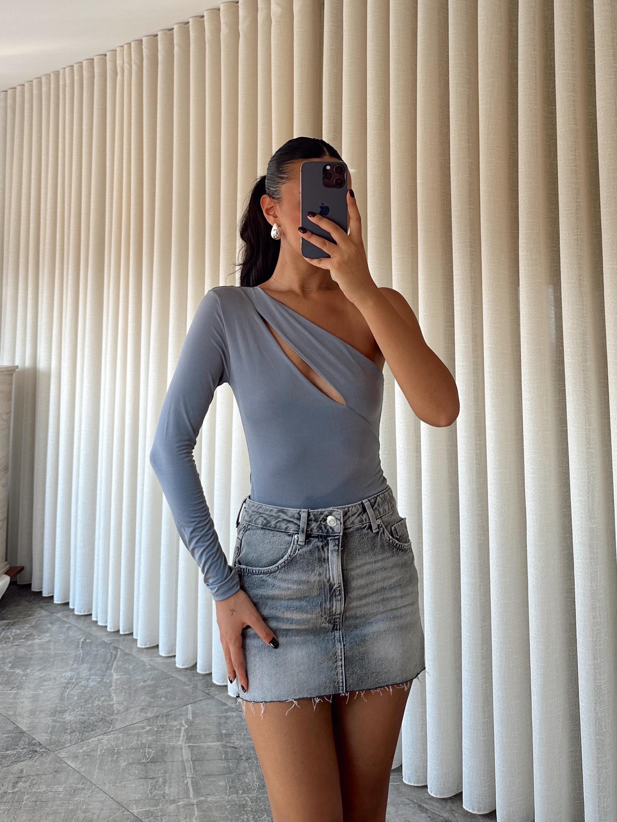 Sabrina Tek Kol Bodysuit Antrasit