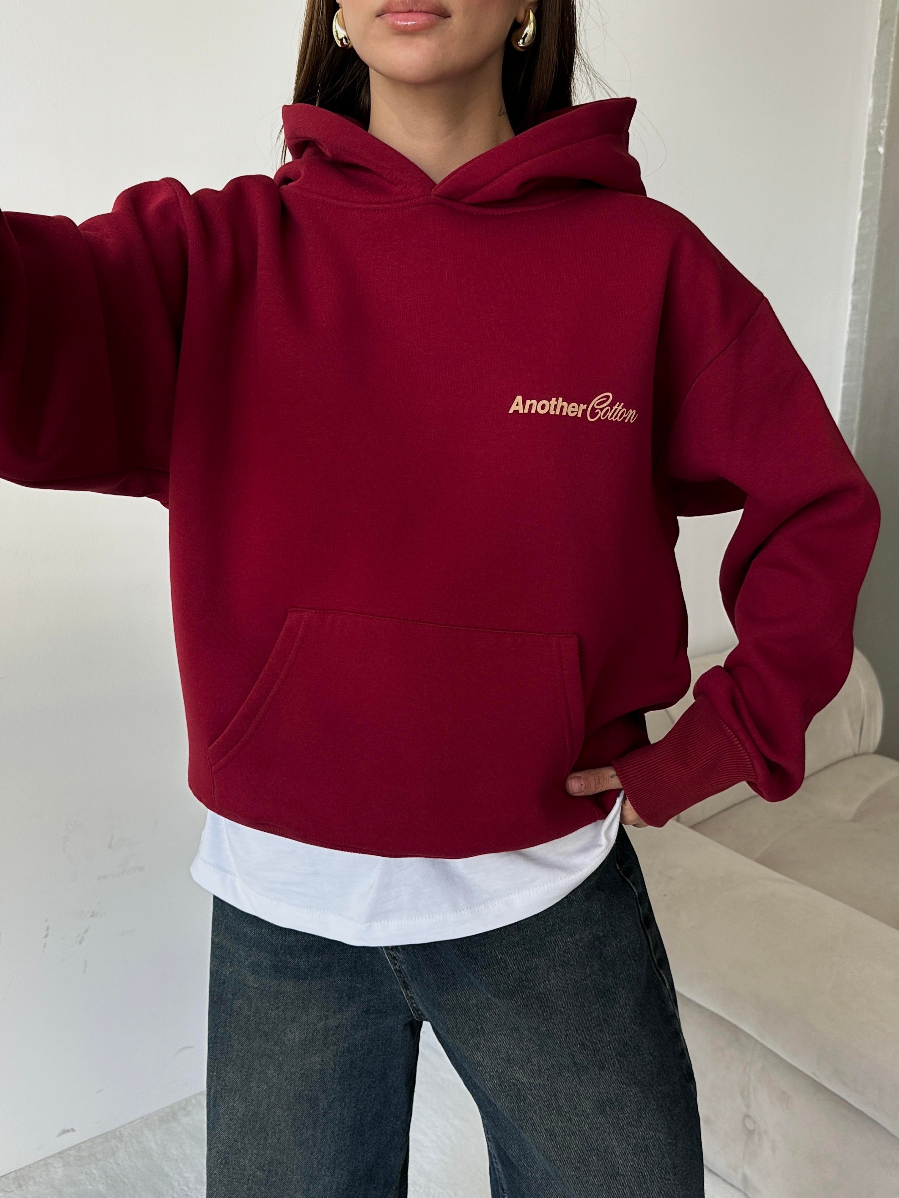 Another Kapüşonlu Sweatshirt Bordo