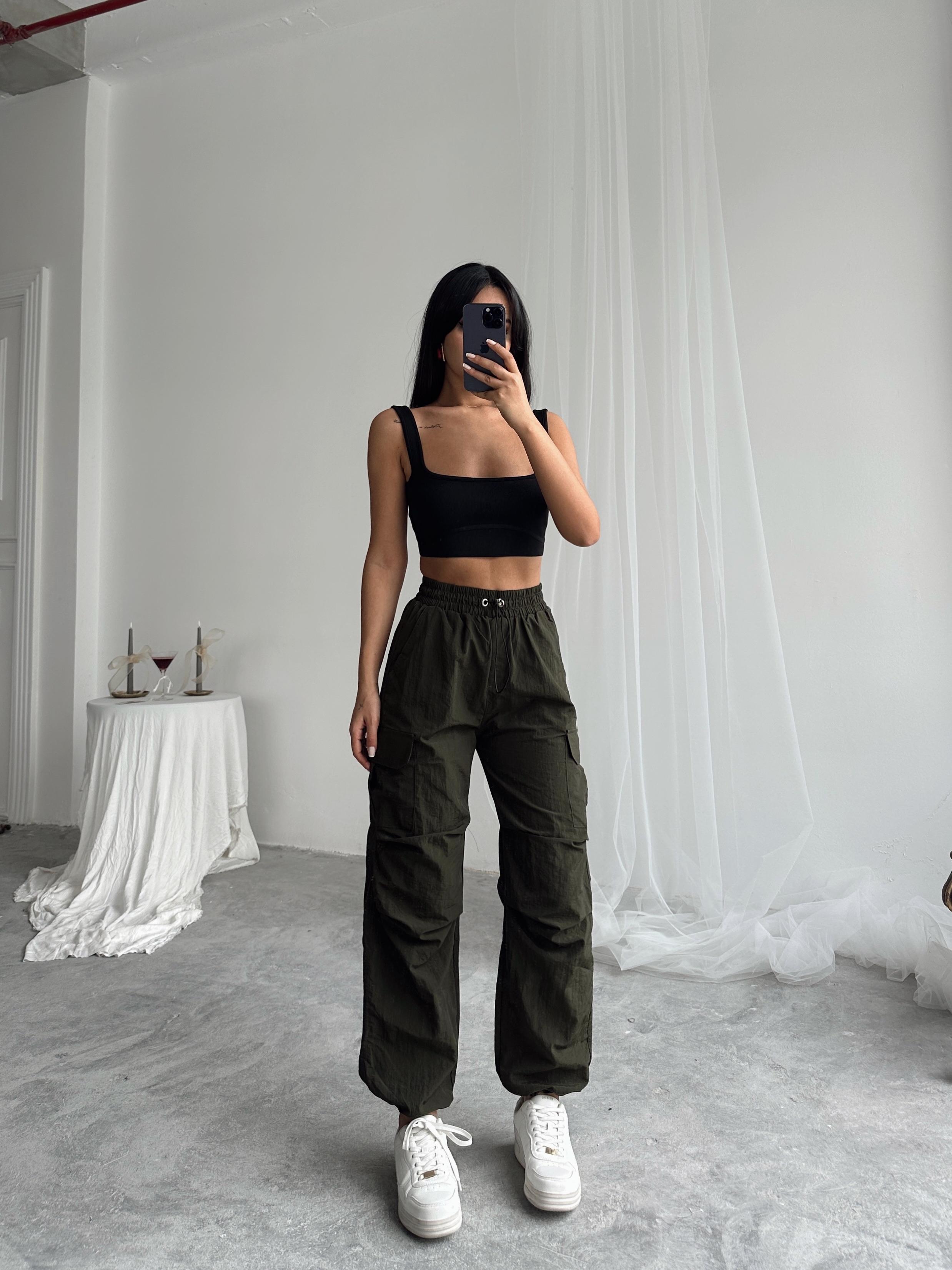 Paraşüt Kumaş Kargo Pantolon - Khaki
