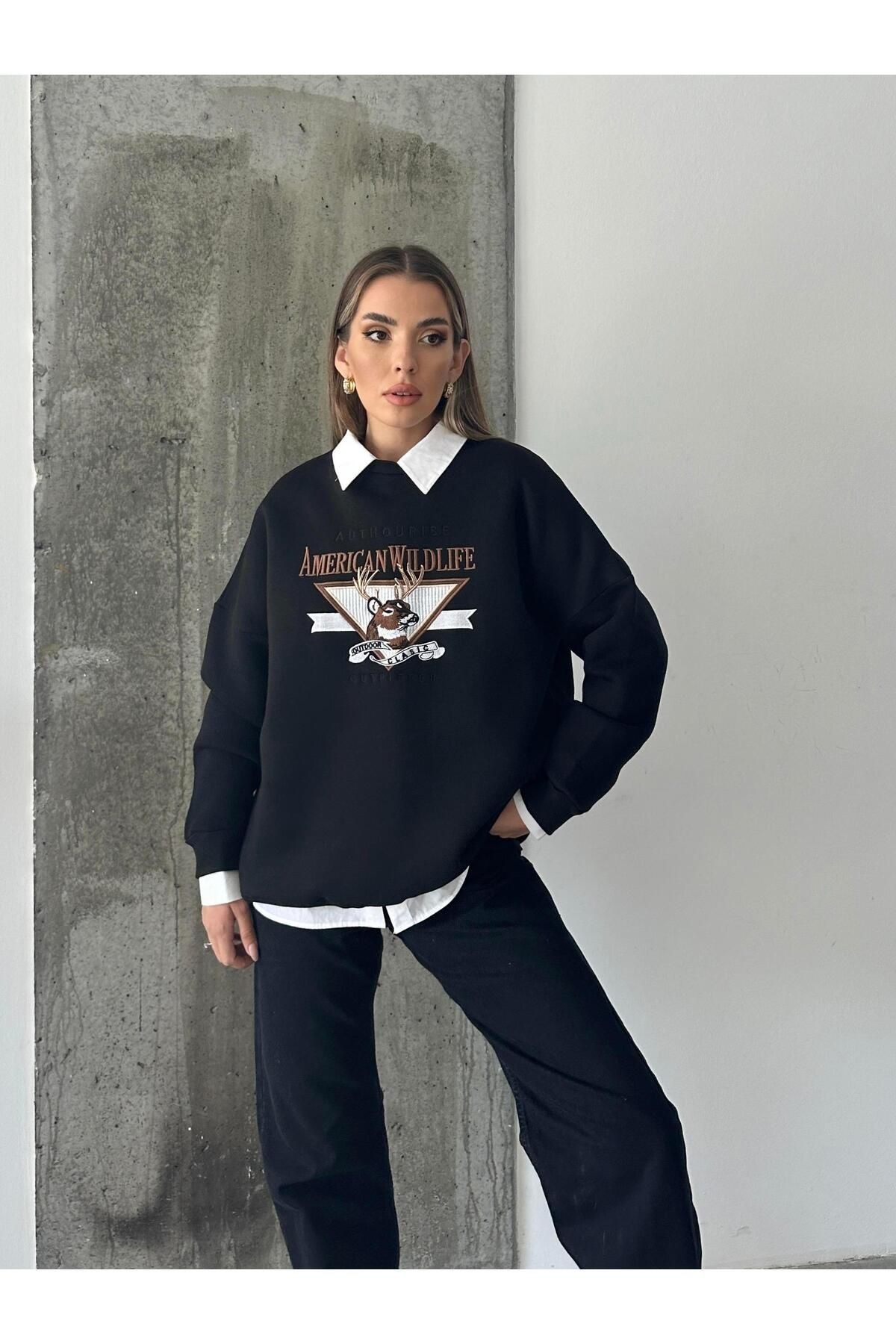 Amerıcan Wılder Sweatshirt Siyah