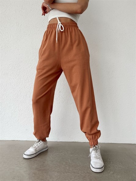 Bel Bağlama Boyfriend Jogger Eşofman Taba