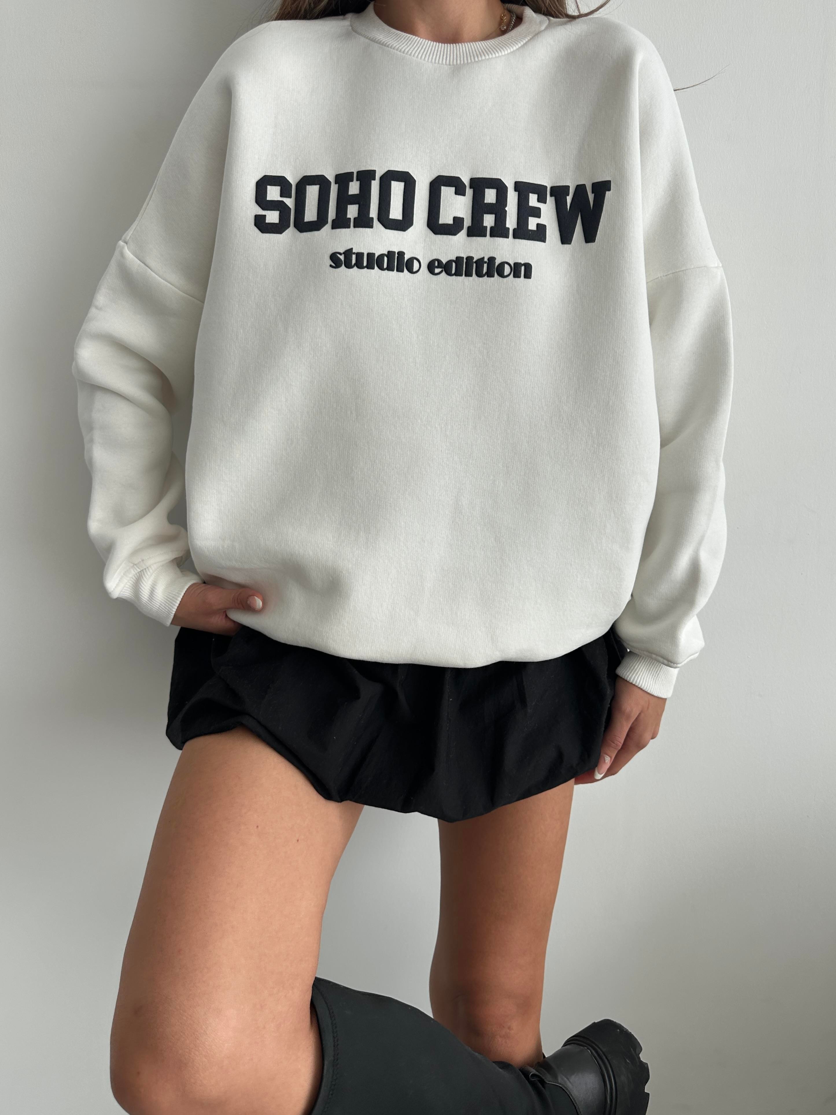 Soho Crew Oversize 3 İplik Sweatshirt Beyaz