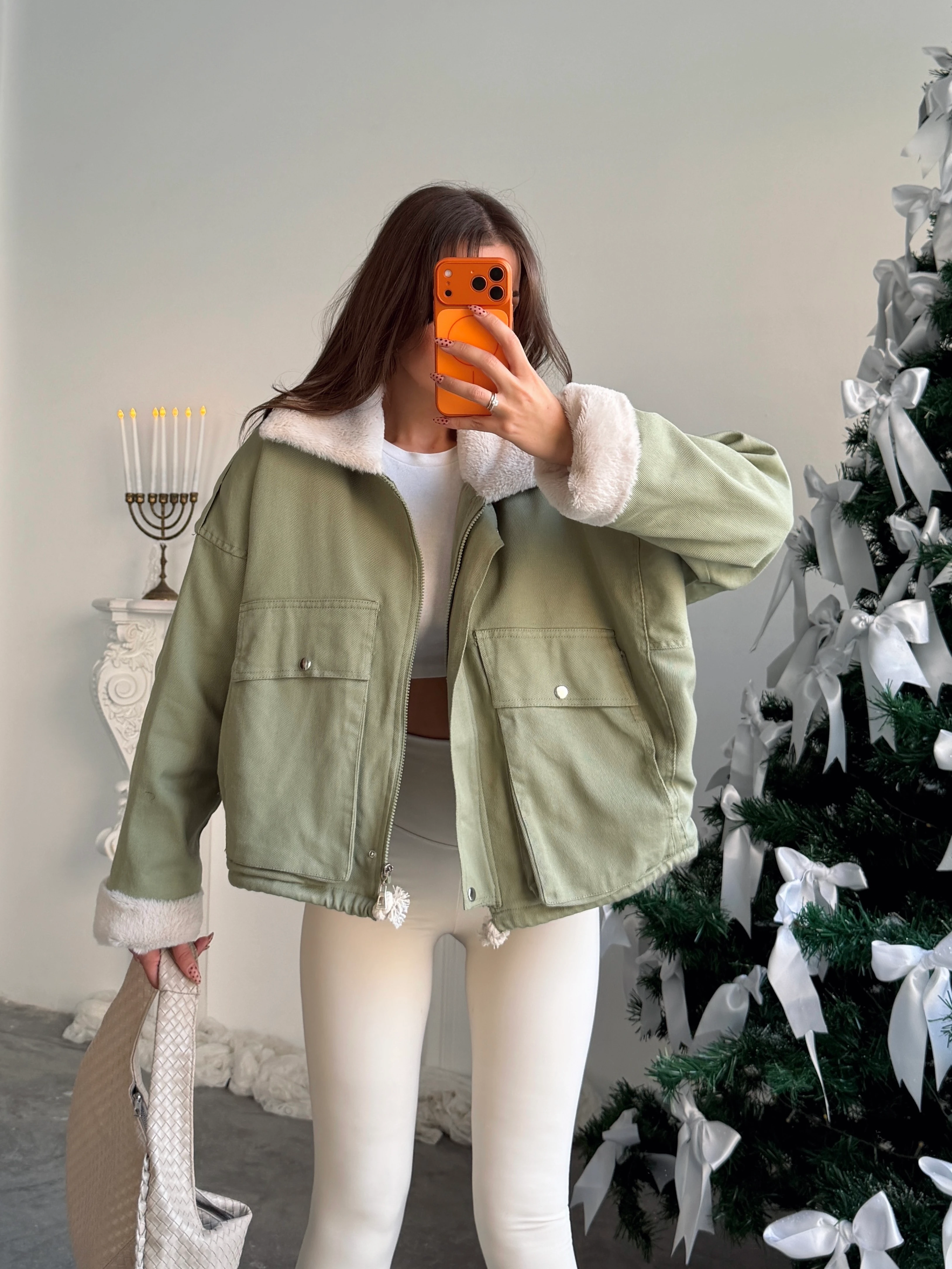 Cep Detay İçi Kürklü Gabardin Mont