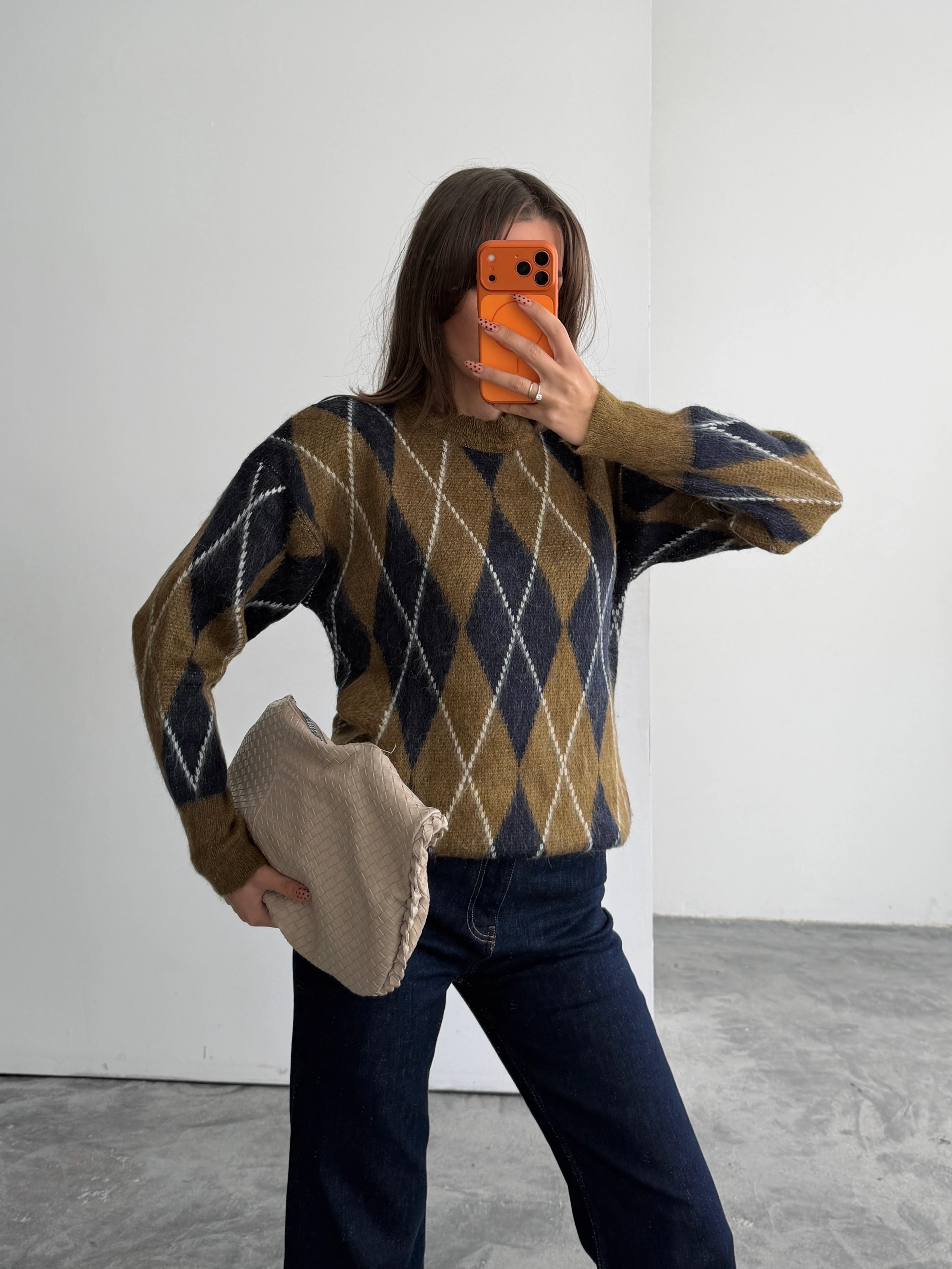 Ribanalı Baklava Desen Kazak