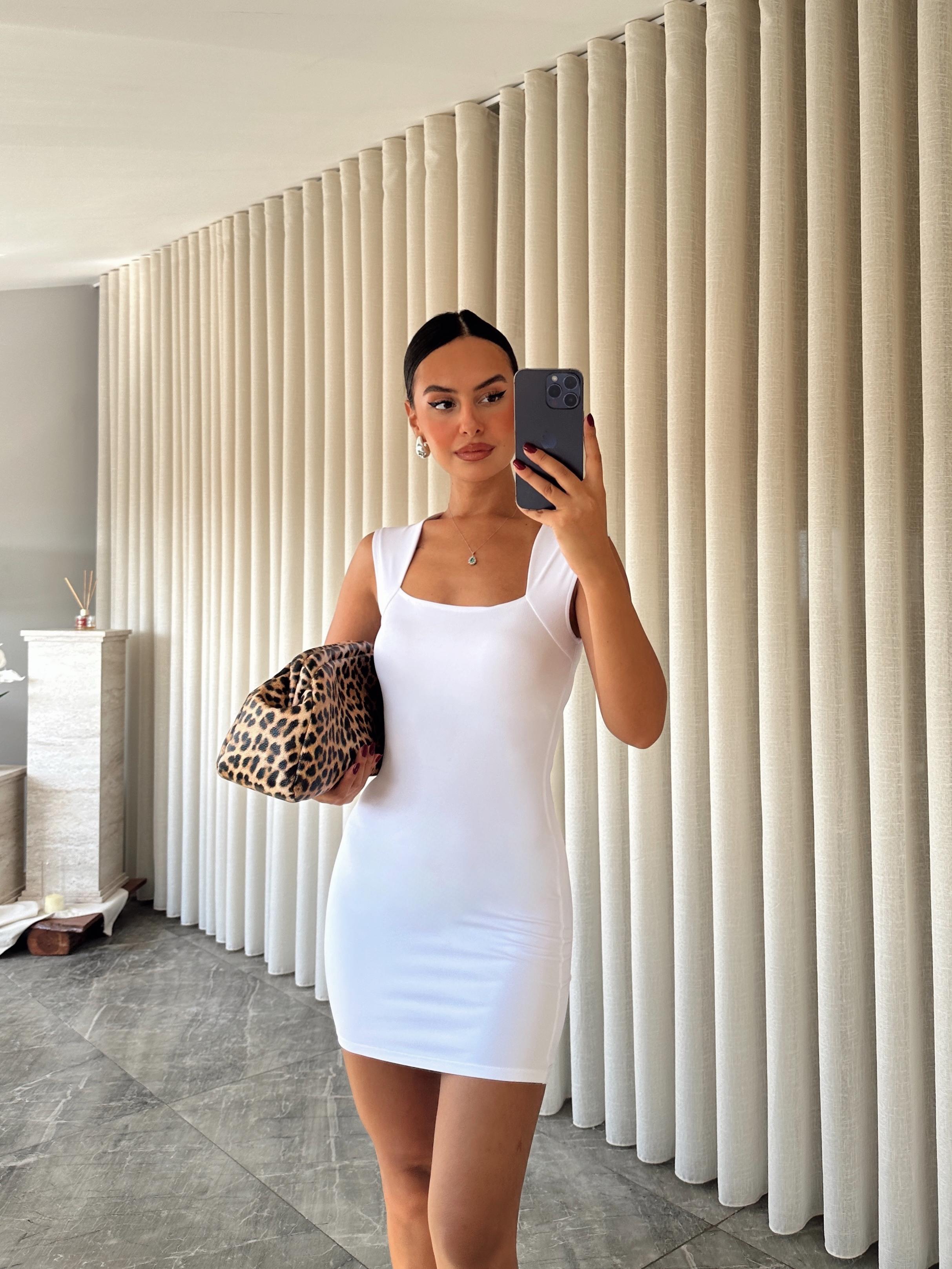 Lana Mini Elbise Beyaz