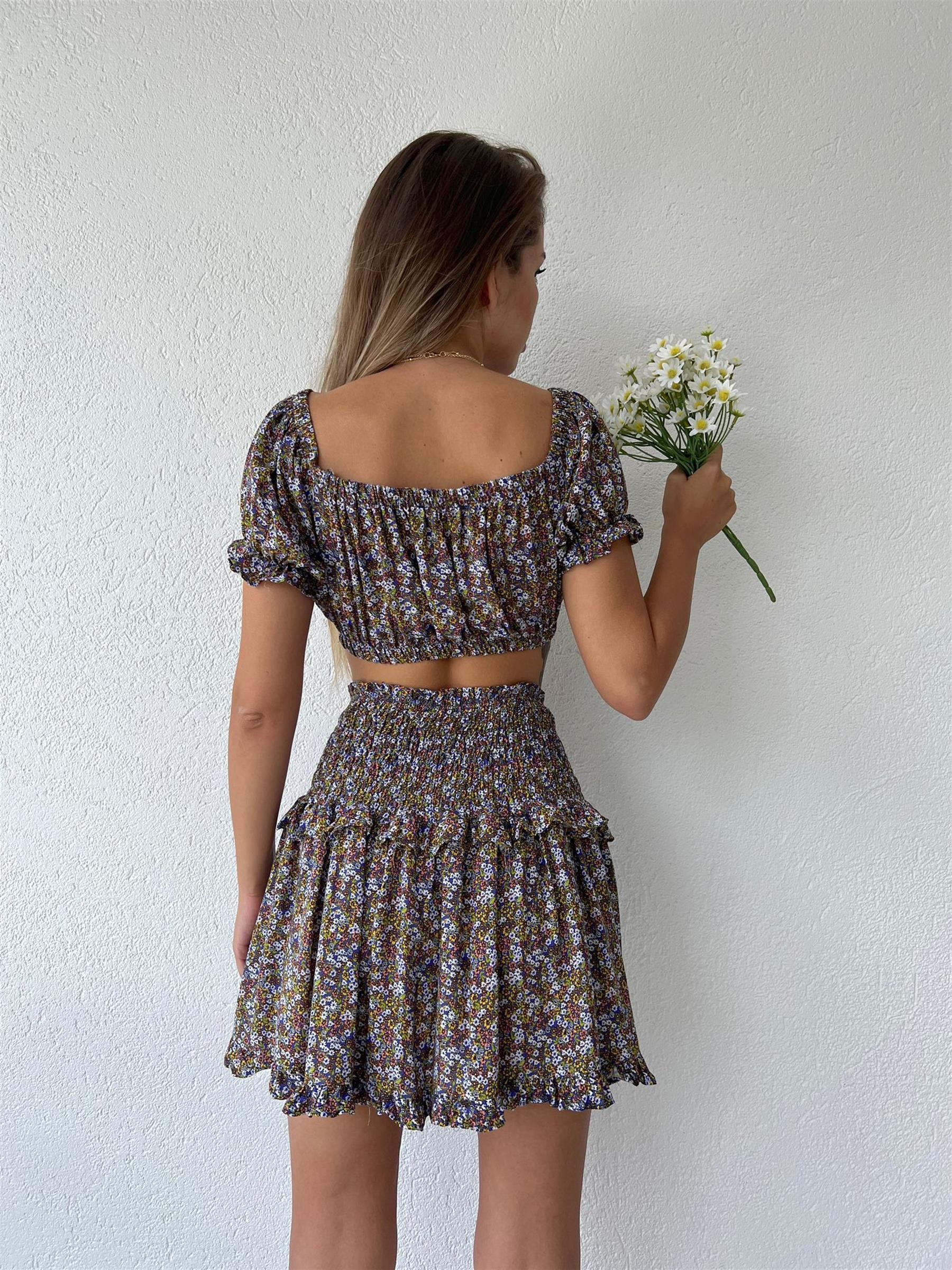 Flora Ruffle İkili Takım Yeşil