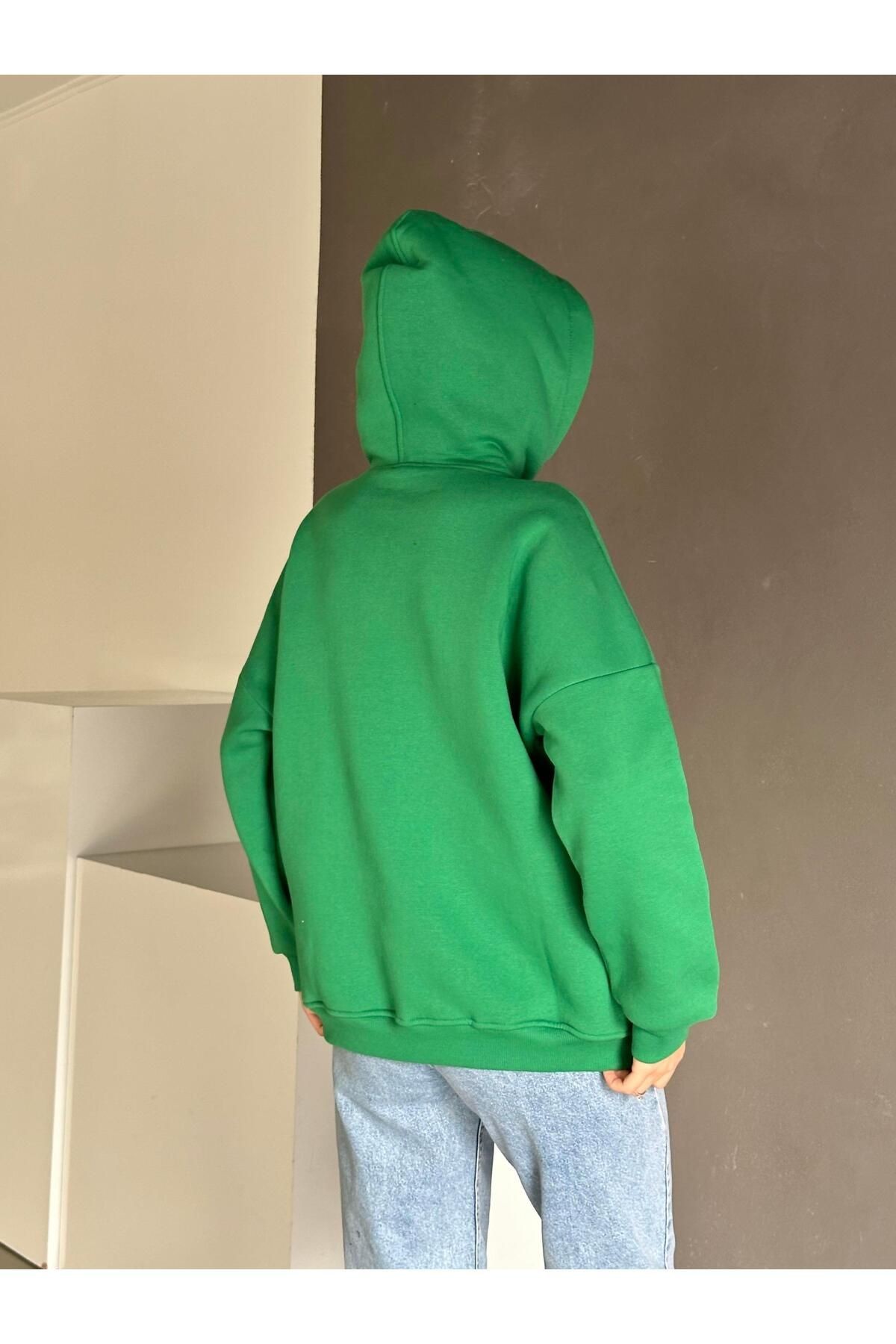 Sandro Kabartma İşleme Oversize 3 İplik Sweatshirt Yeşil