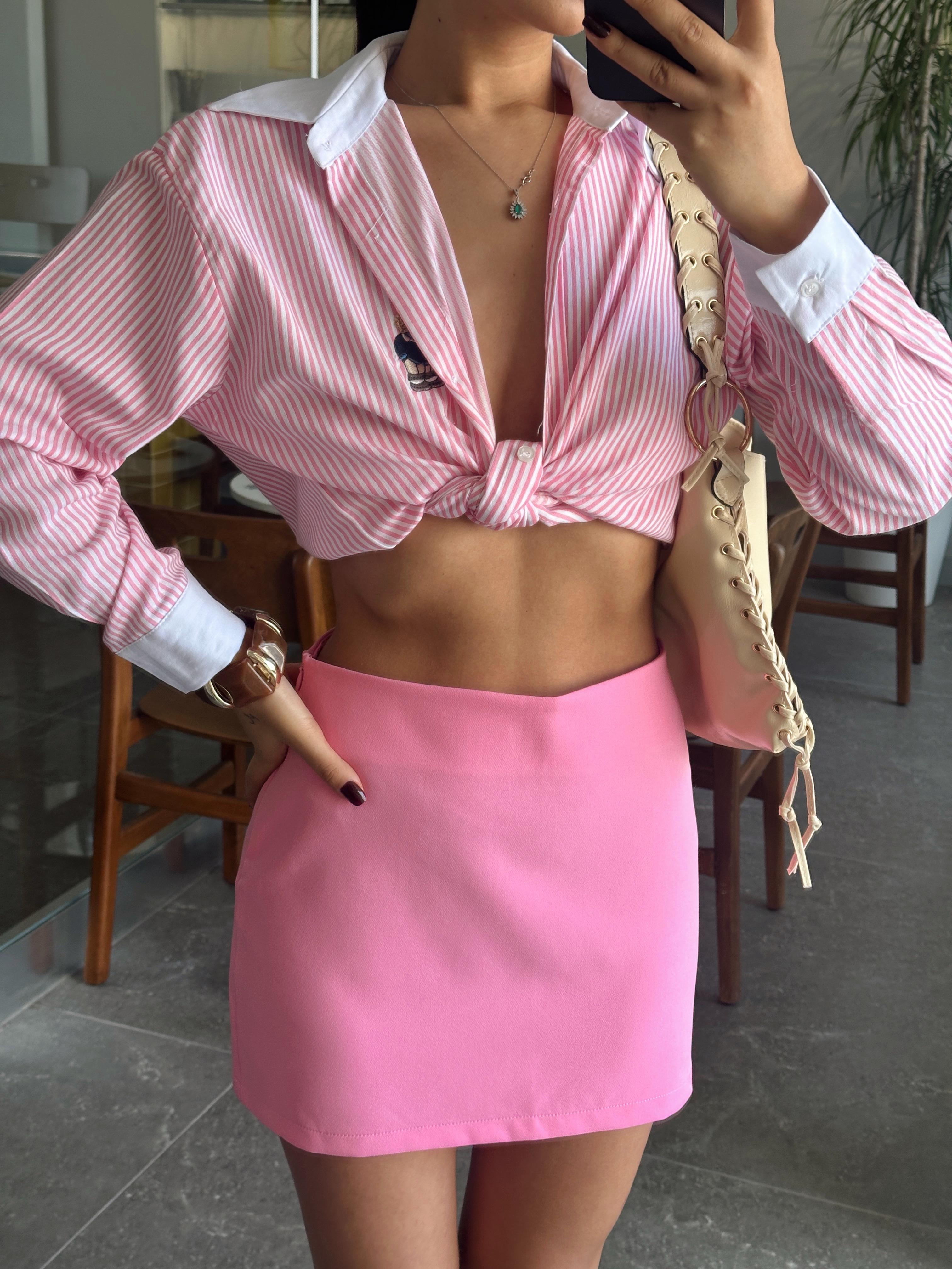 Klasik Mini Etek - Pembe