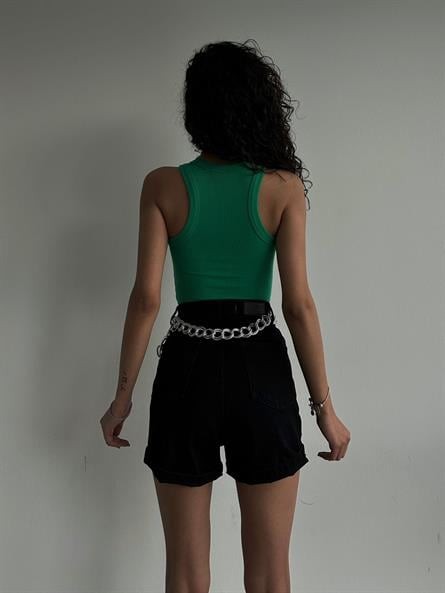 Halter Yaka Fitilli Crop Yeşil