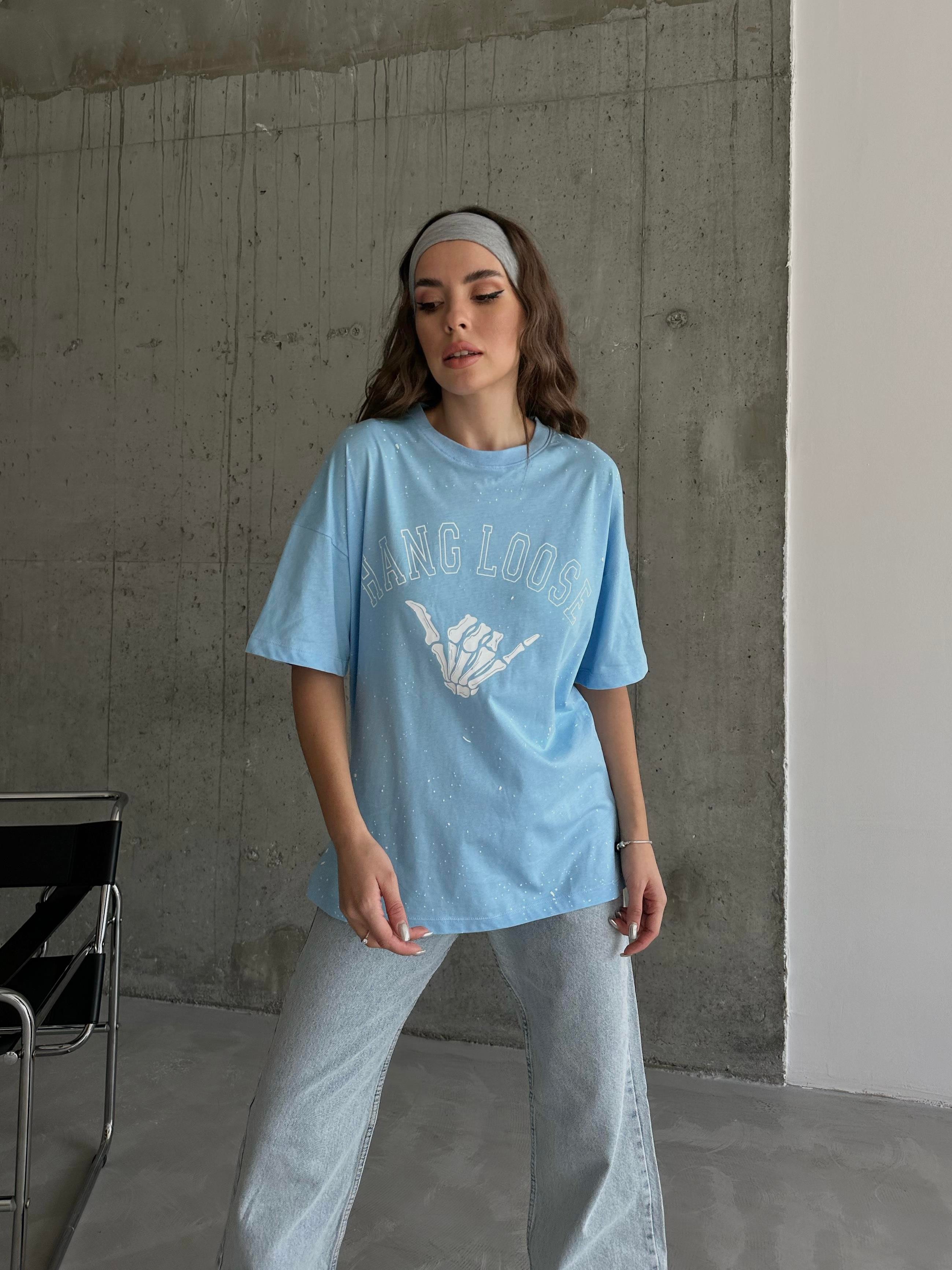 Hang Loose Baskılı Tshirt Bebe Mavi